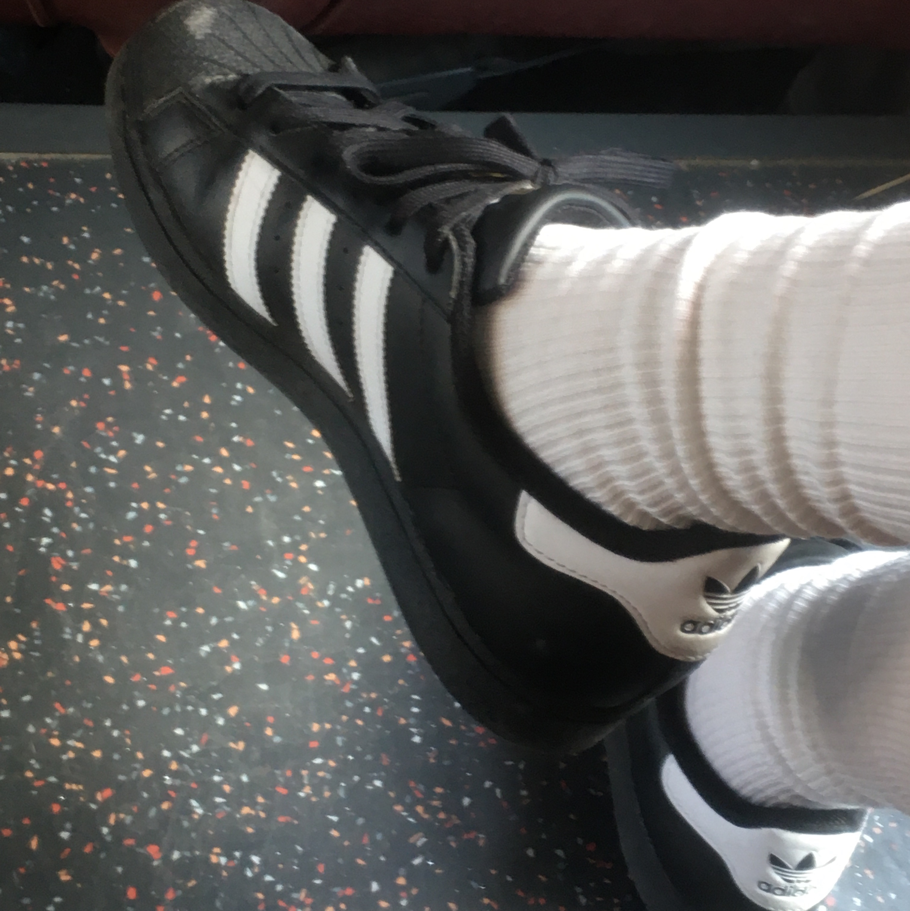 (J) Adidas Superstar Black White 착용 스타일