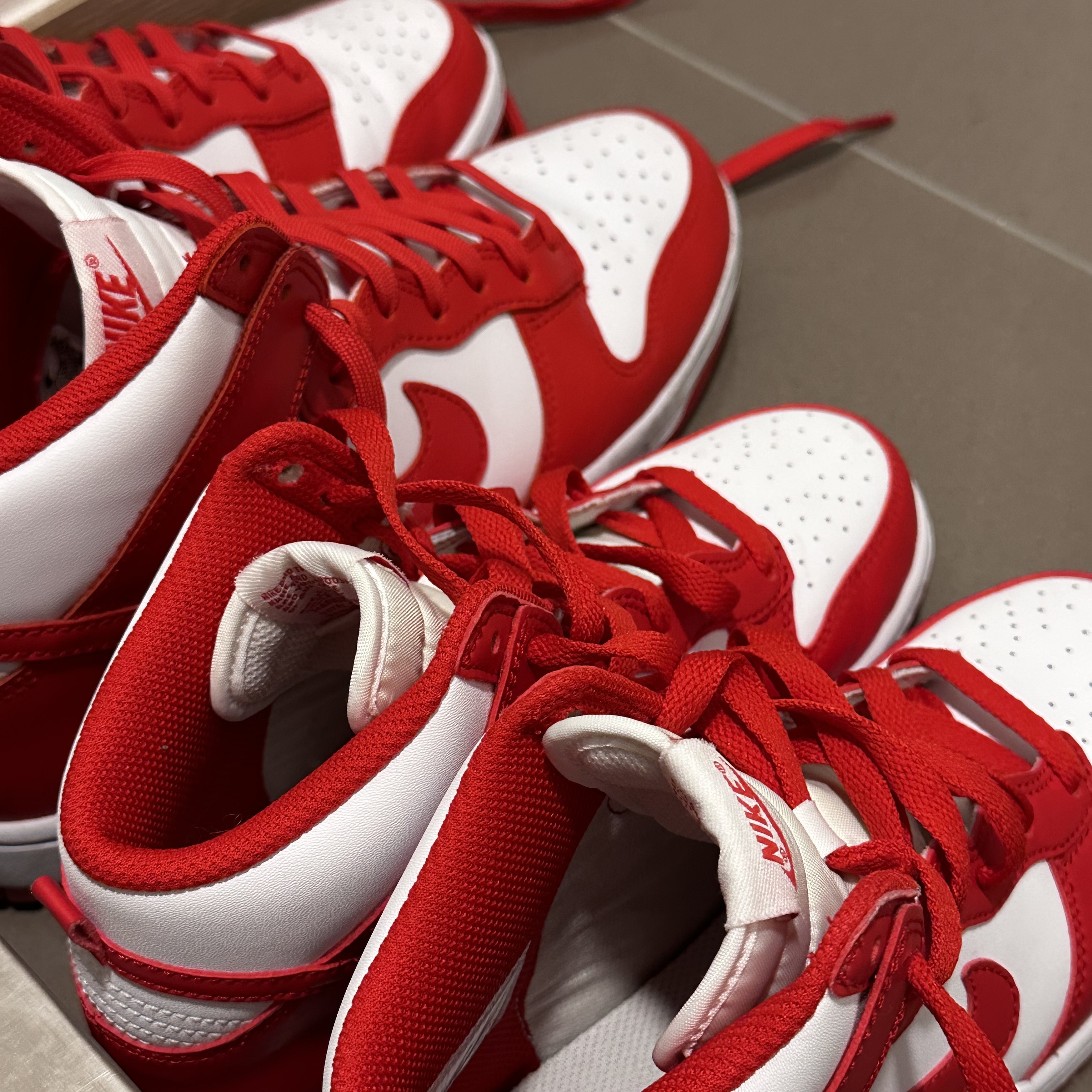 (PS) Nike Dunk High Championship White and Red, Nike Dunk High Retro Championship White and Red 착용 스타일