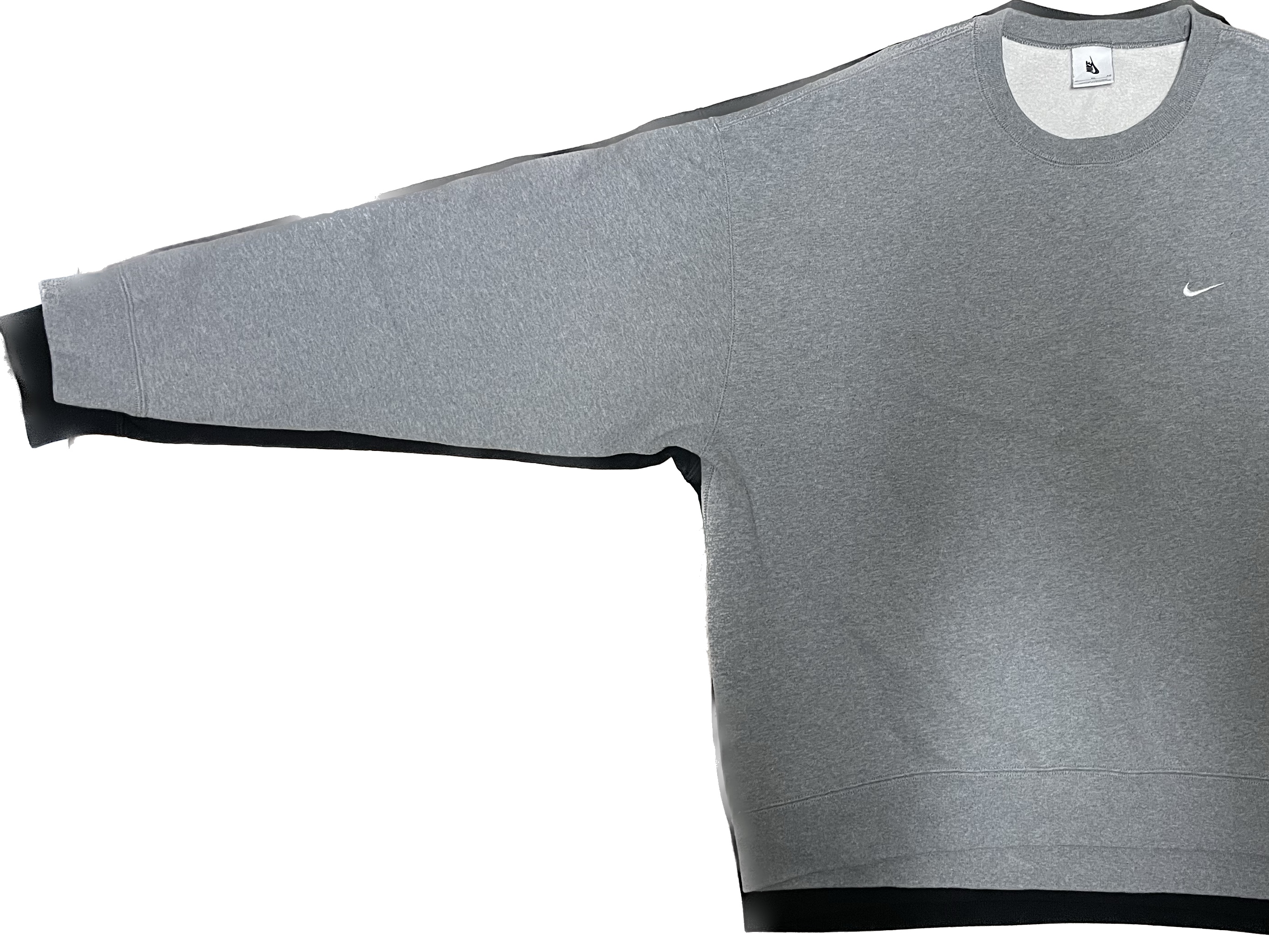 Nike x Stussy NRG Washed Fleece Crewneck Black (DO5310-010), Nike NRG Solo Swoosh Crew Fleece Dark Grey Heather - US/EU 착용 스타일