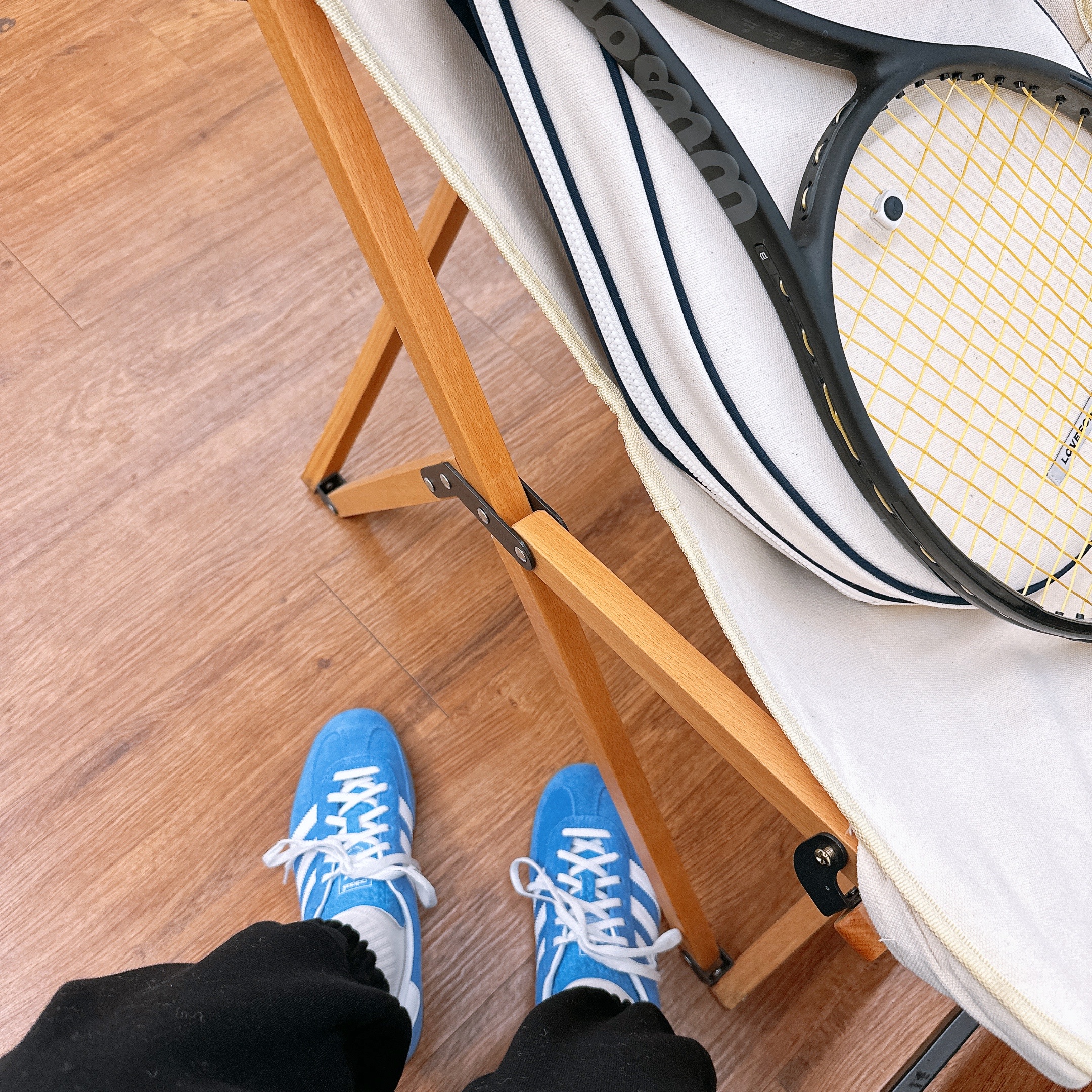 (W) Adidas Gazelle Indoor Blue Fusion Cloud White 착용 스타일 - 3