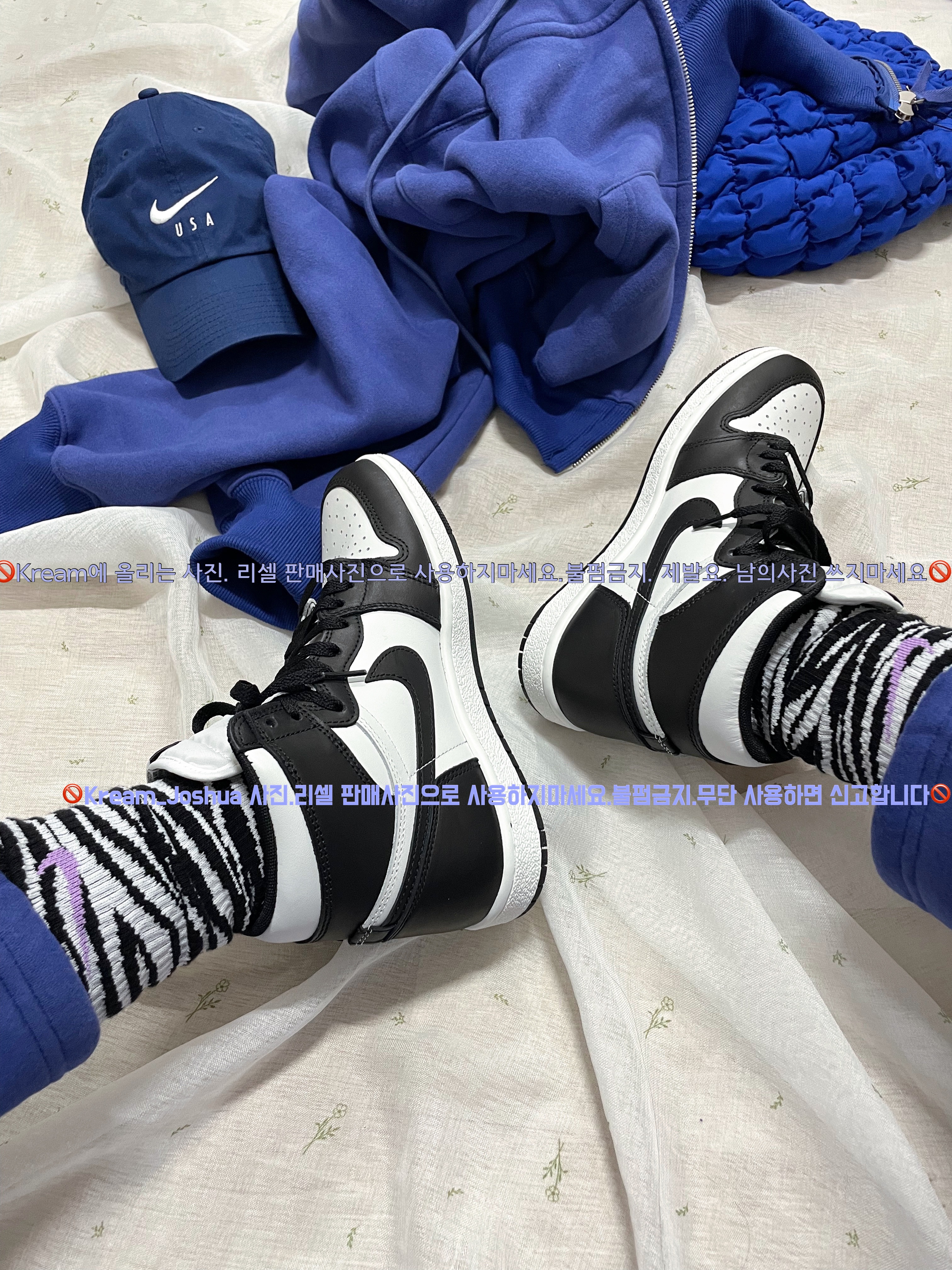 Jordan 1 High 85 Black White, COS Quilted Oversized Shoulder Bag Blue 착용 스타일 - 5