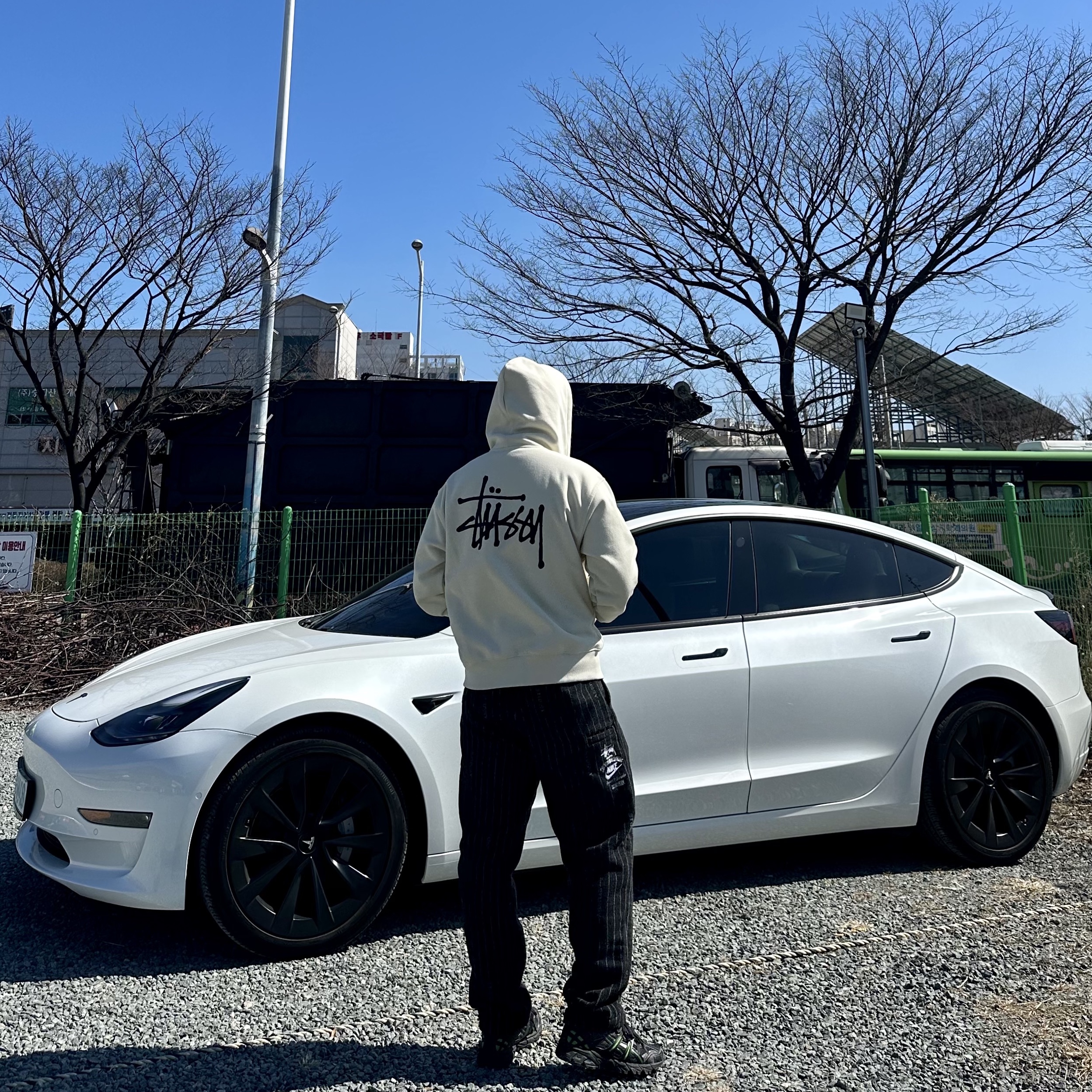 Stussy Basic Stussy Zip Hoodie Putty 2022, Nike x Stussy NRG Striped Wool Pants Black (DR4021-010) 착용 스타일