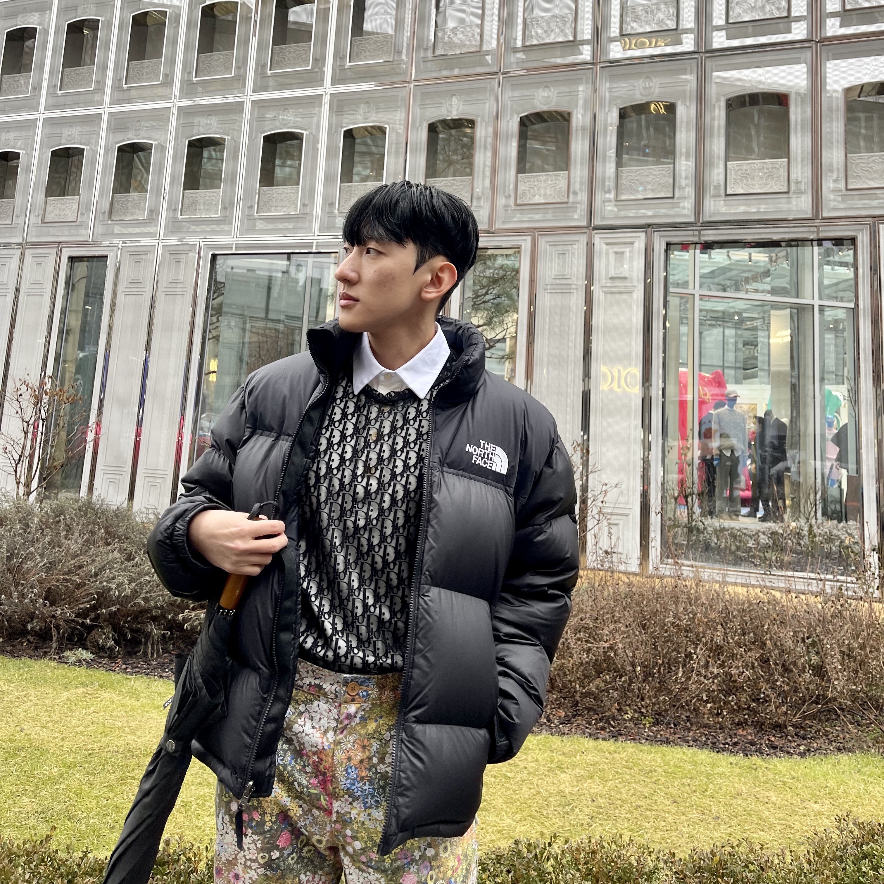 The North Face 1996 Eco Nuptse Jacket Black, Dior B23 Low Dior Oblique White & Black 착용 스타일 - 2