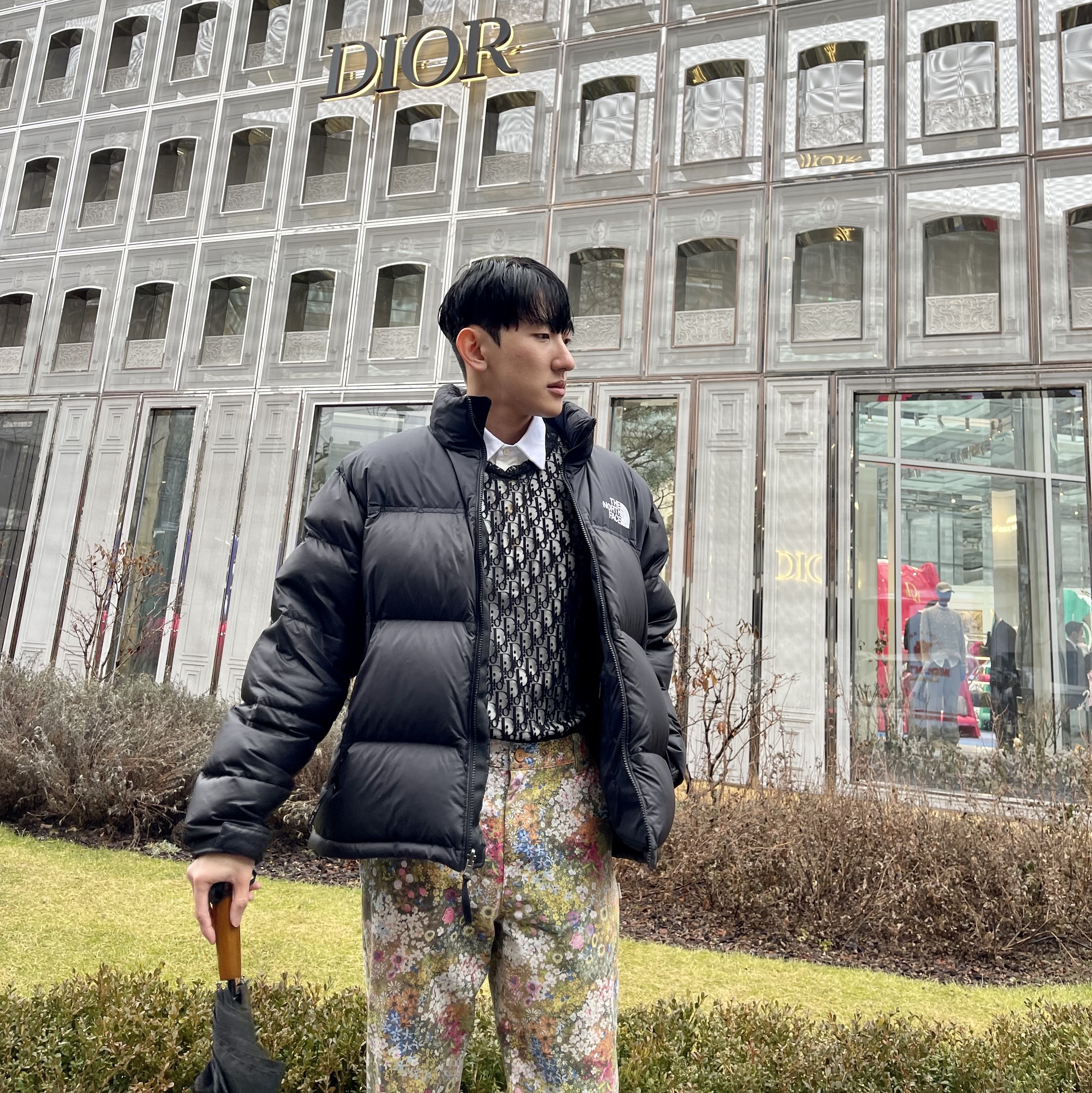 The North Face 1996 Eco Nuptse Jacket Black, Dior B23 Low Dior Oblique White & Black 착용 스타일 - 3