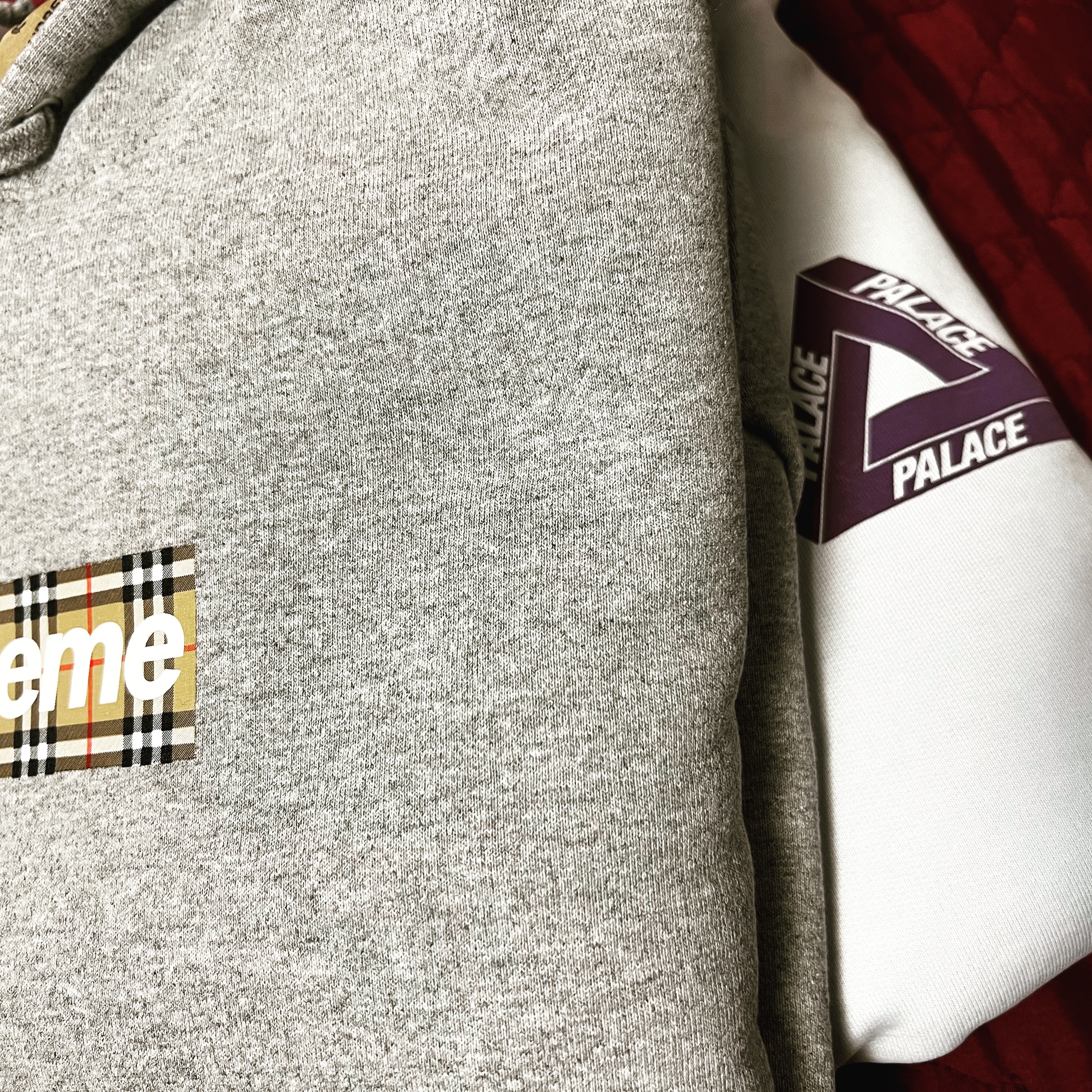 Supreme x Burberry Box Logo Hooded Sweatshirt Heather Grey - 22SS 착용 스타일