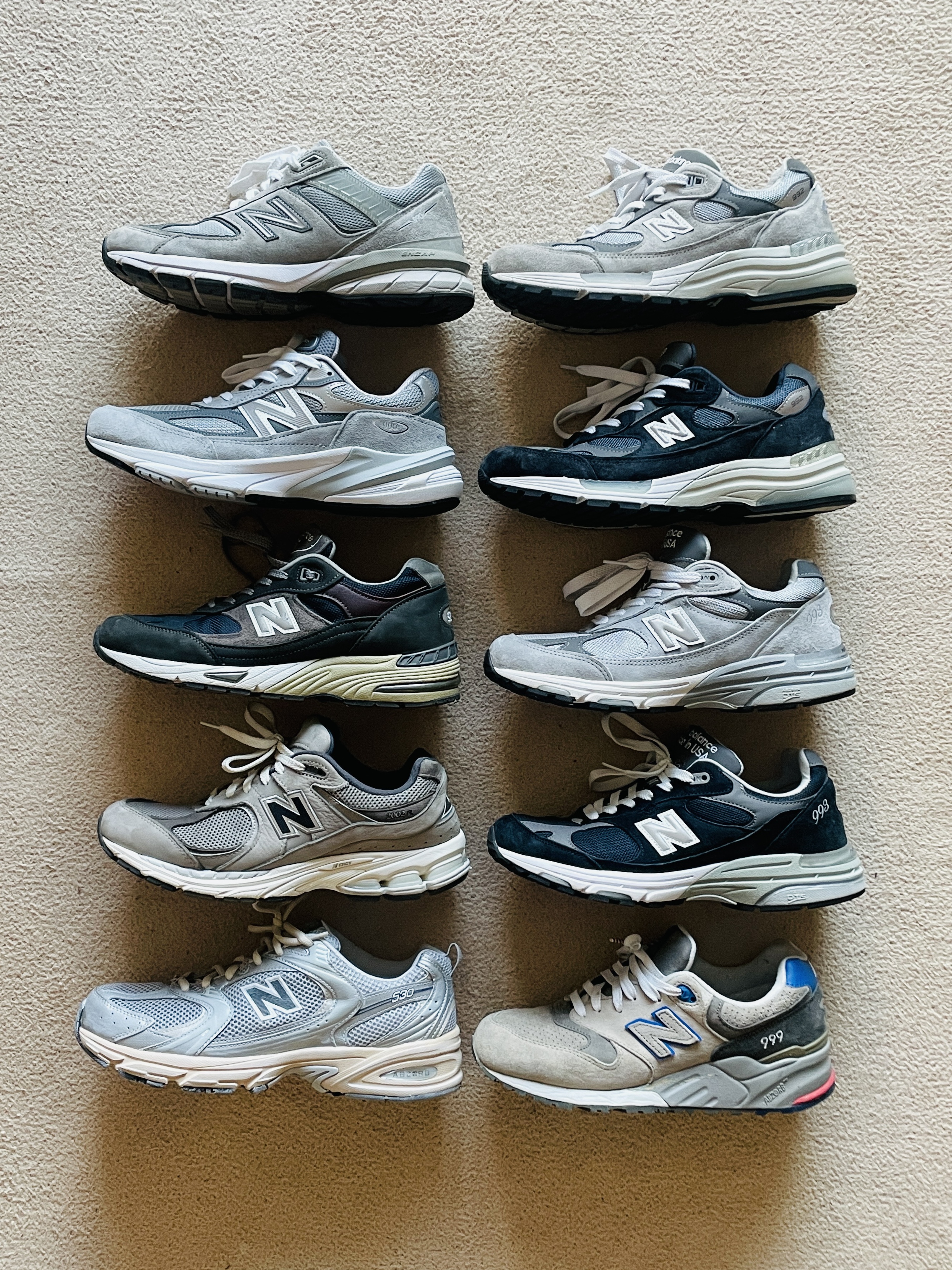 New Balance 992 Made in USA Grey - D Standard, New Balance 992 Made in USA Navy 착용 스타일