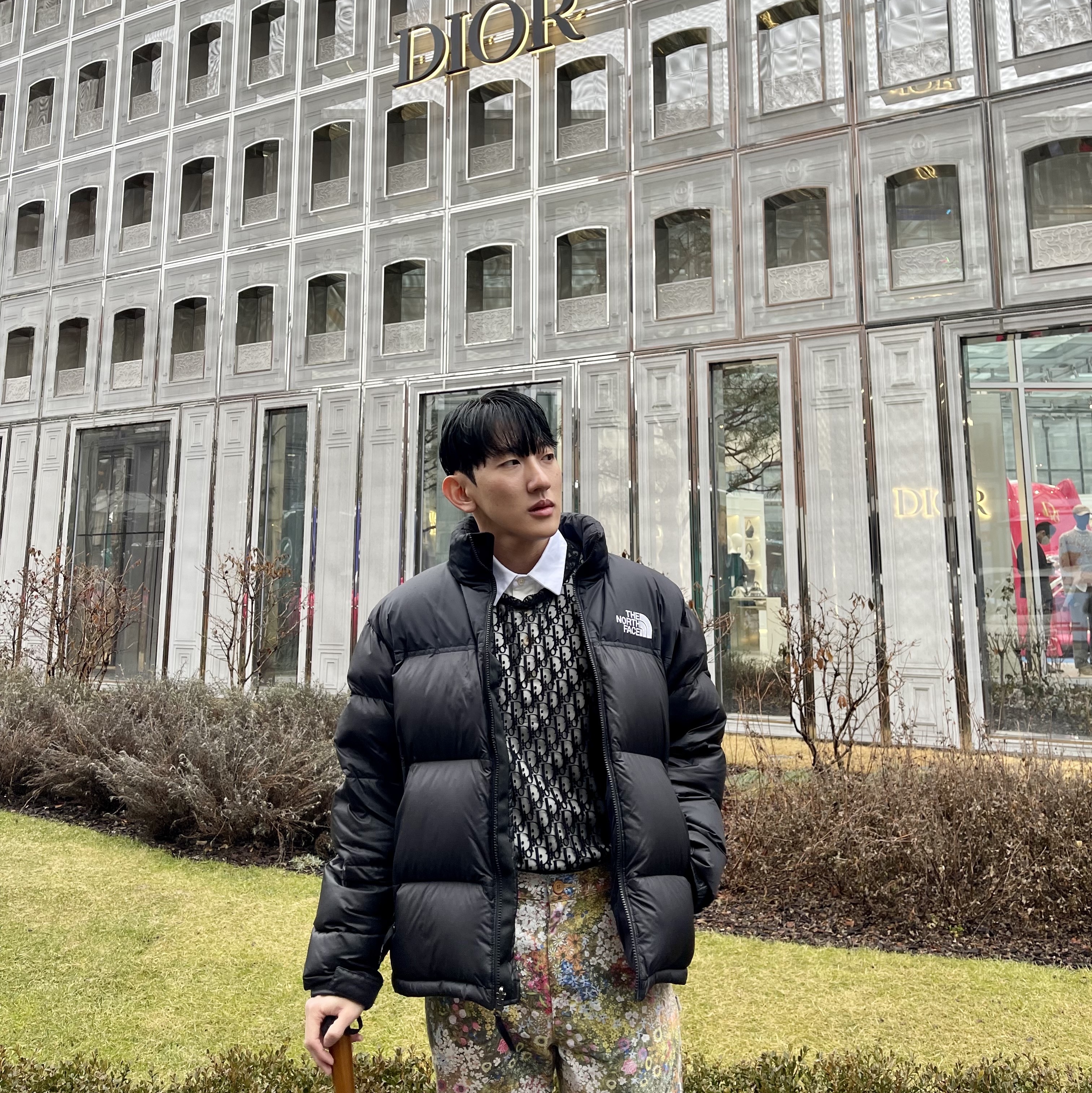 The North Face 1996 Eco Nuptse Jacket Black, Dior B23 Low Dior Oblique White & Black 착용 스타일 - 1