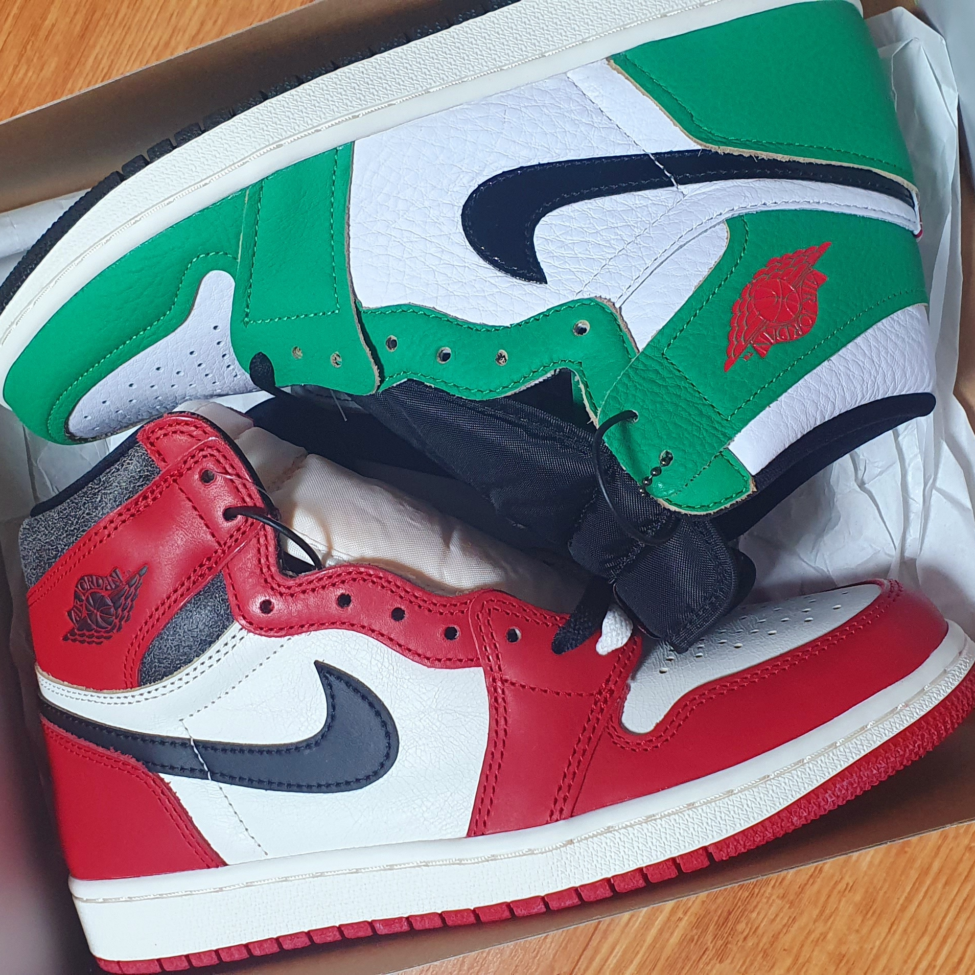 Jordan 1 Retro High OG Chicago 2022, (W) Jordan 1 Retro High OG Lucky Green 착용 스타일