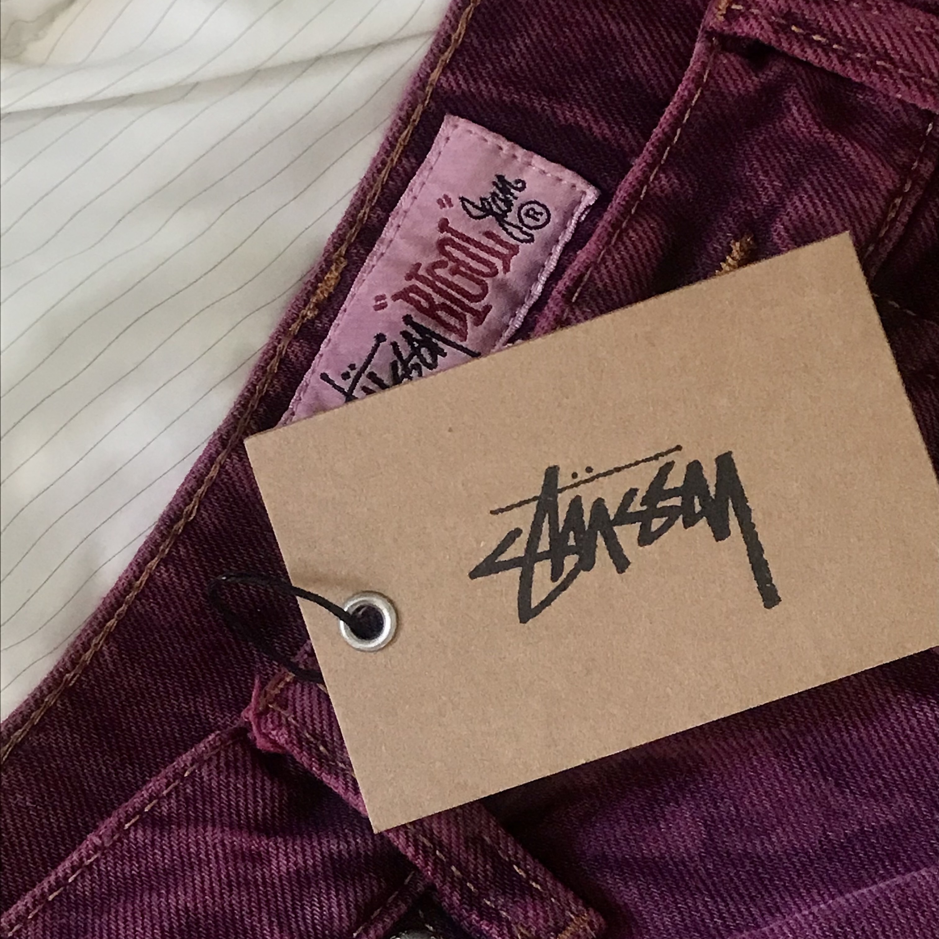 Stussy Worldwide Big OL' Jeans Fuchsia 착용 스타일 - 2