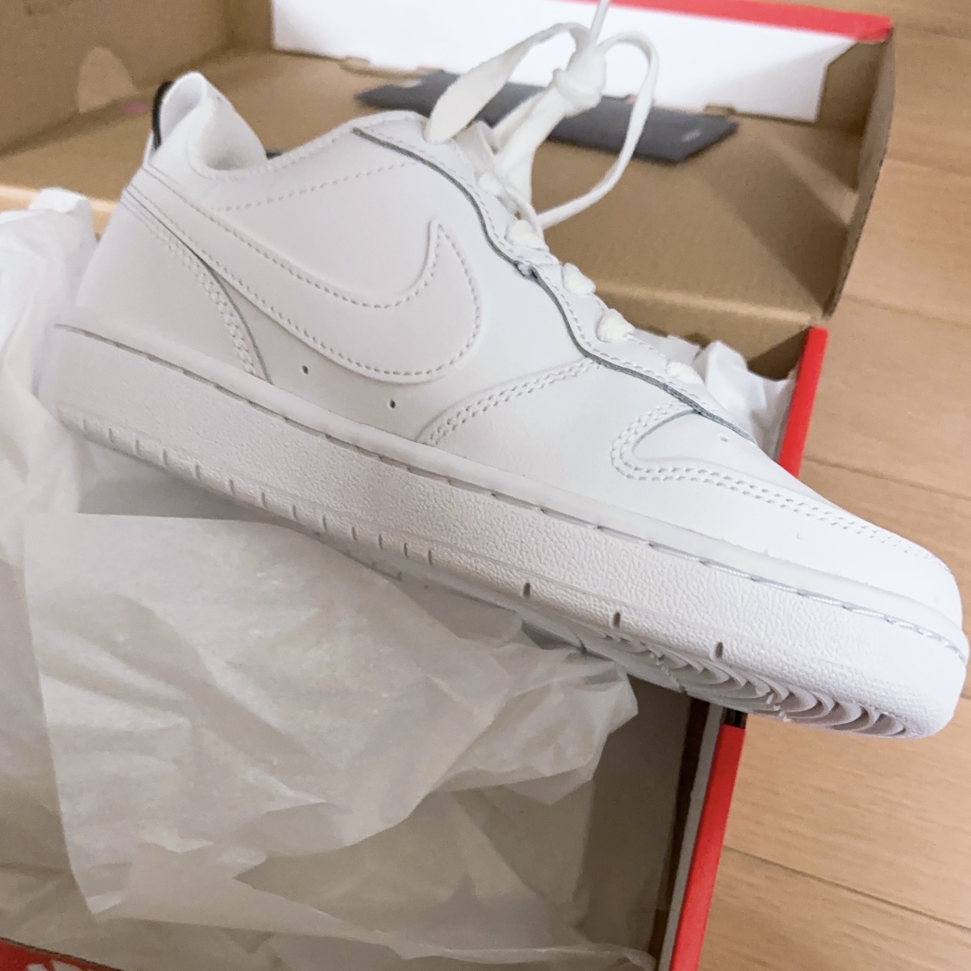 (GS) Nike Court Borough Low 2 Triple White 착용 스타일