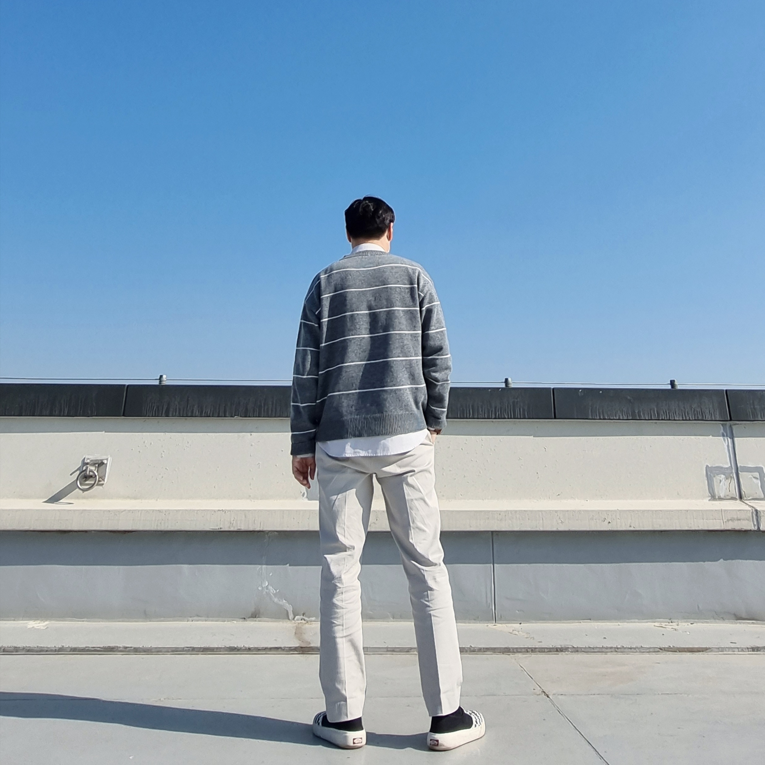 Vans Checkerboard Comfycush One Black 착용 스타일 - 4