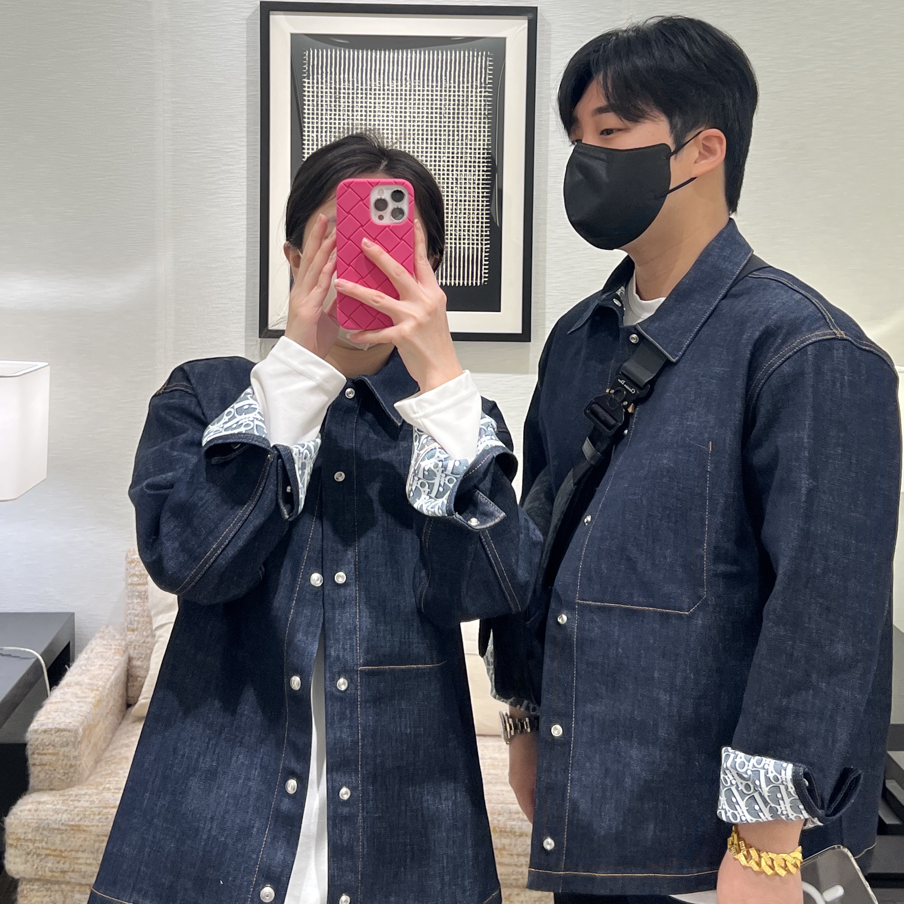 Dior Oblique Raw Cotton Denim Blouson Blue 착용 스타일