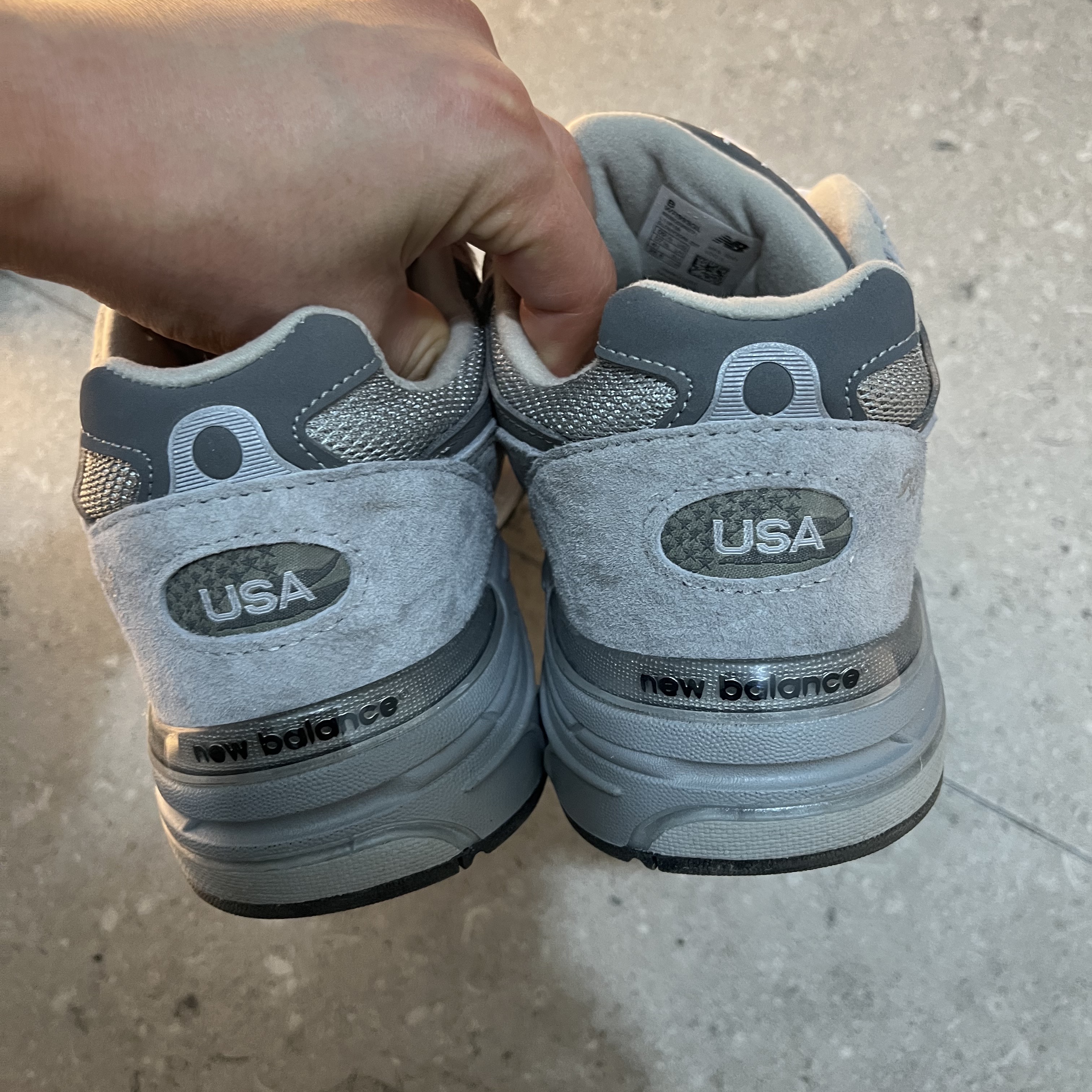 (W) New Balance 993 Made in USA Grey - B Standard 착용 스타일