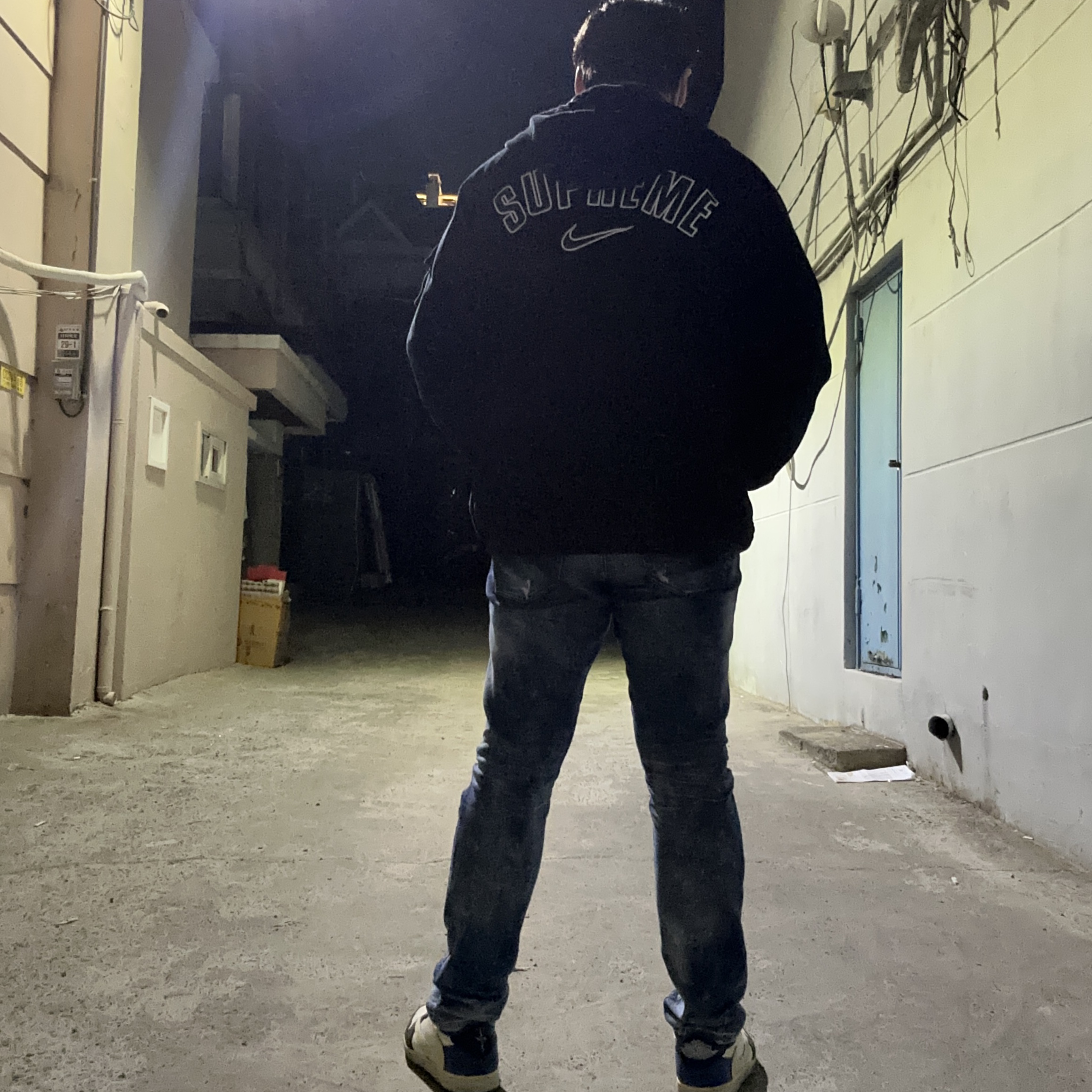 Supreme x Nike Arc Corduroy Hooded Jacket Black - 22SS, Jordan 1 x Travis Scott x Fragment Retro Low OG SP Military Blue 착용 스타일