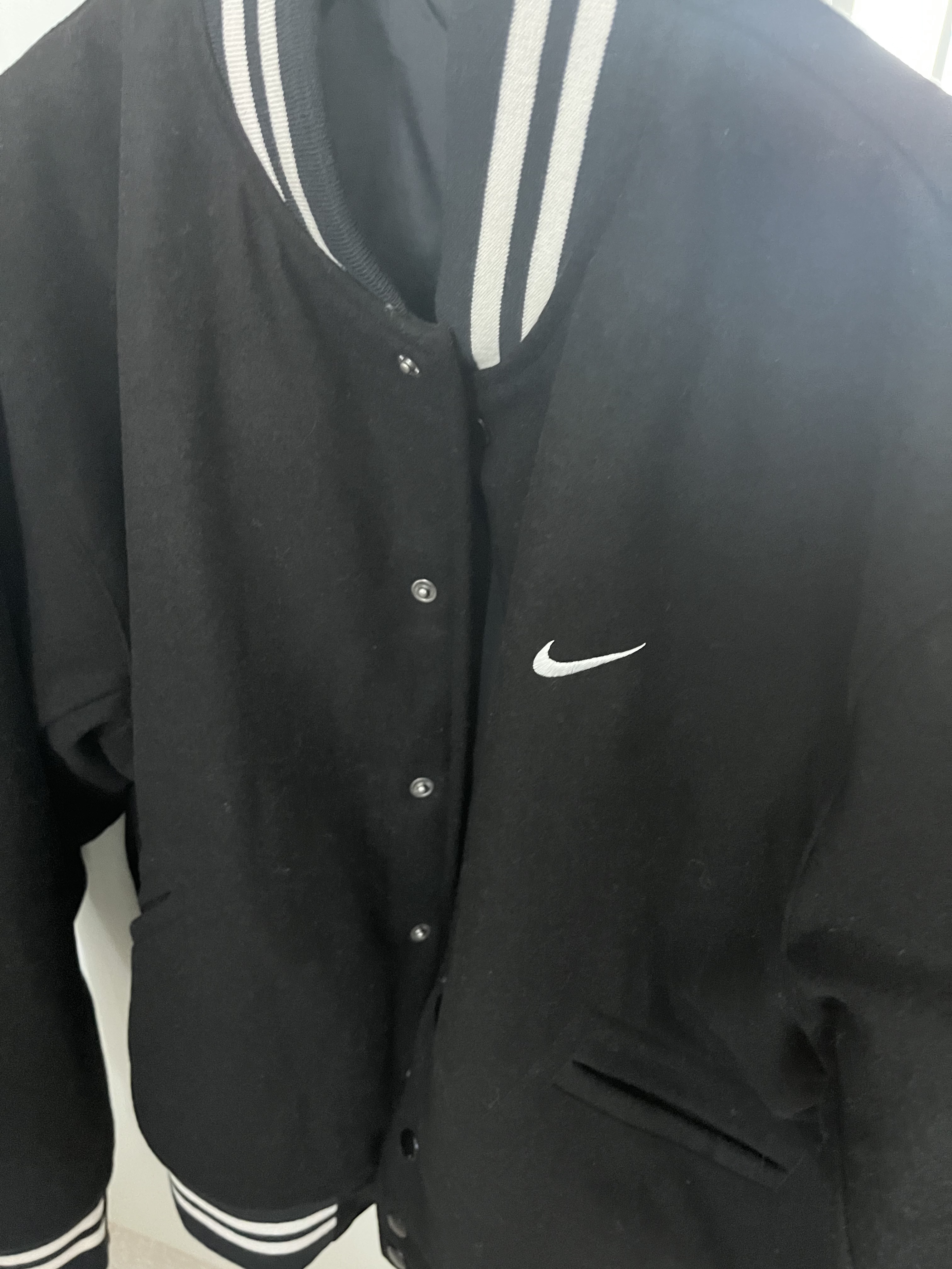 Nike NSW Authentics Varsity Jacket Black - Asia 착용 스타일