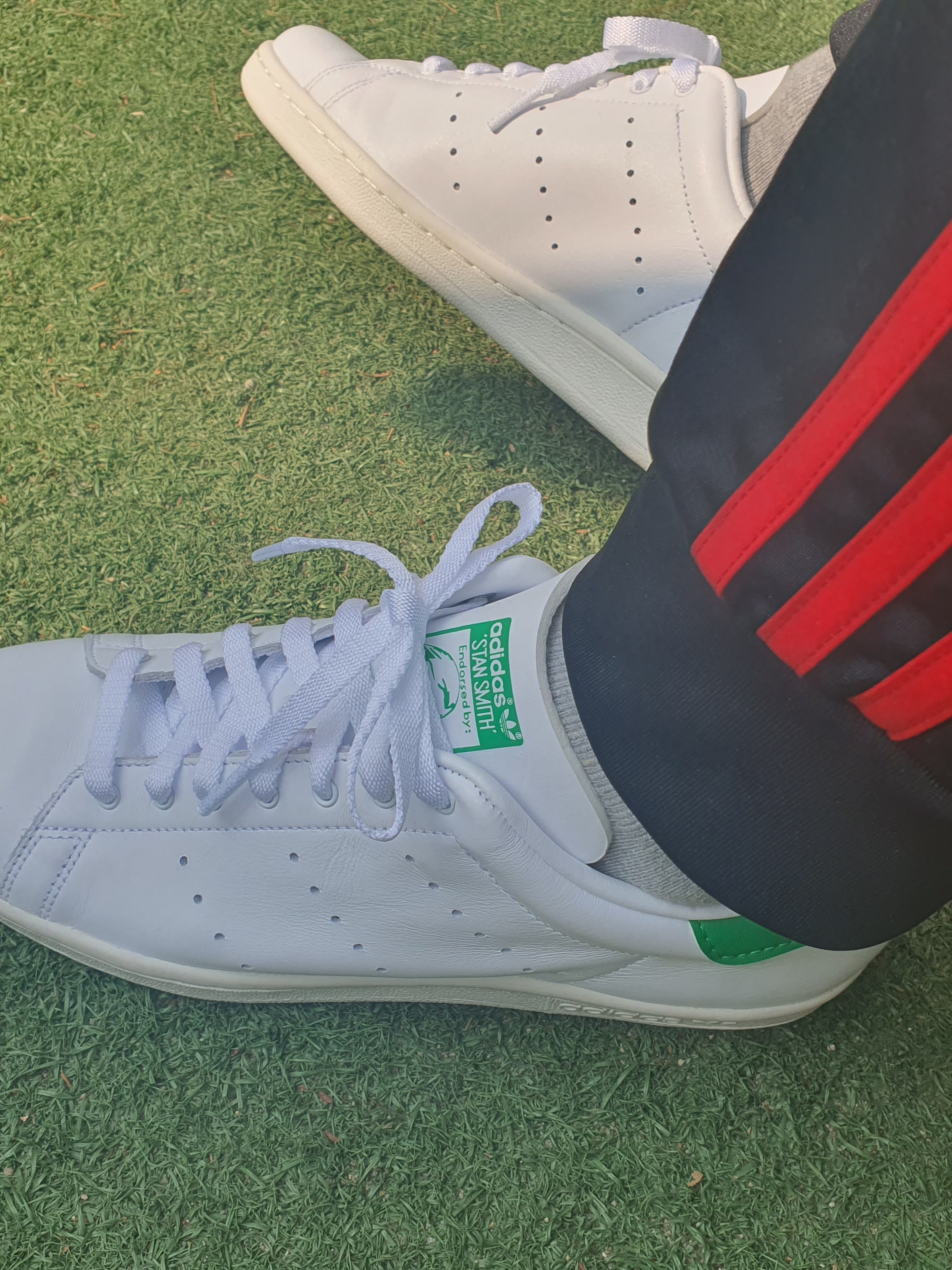 Adidas Stan Smith 80s Cloud White Green 착용 스타일 - 3