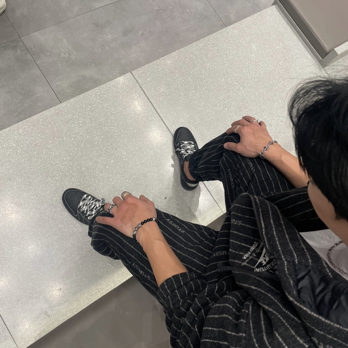 Nike x Stussy NRG Striped Wool Jacket Black (DR4023-010), Nike x Stussy NRG Striped Wool Pants Black (DR4021-010) 착용 스타일 - 2