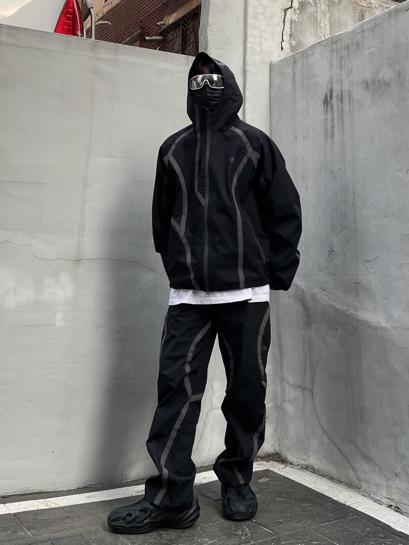 Sansan Gear Windblock Jacket Black - 22SS 착용 스타일 - 3