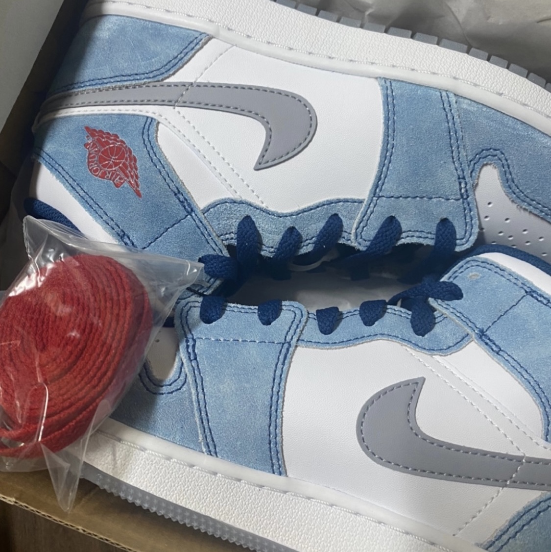 (GS) Jordan 1 Mid SE French Blue Fire Red 착용 스타일