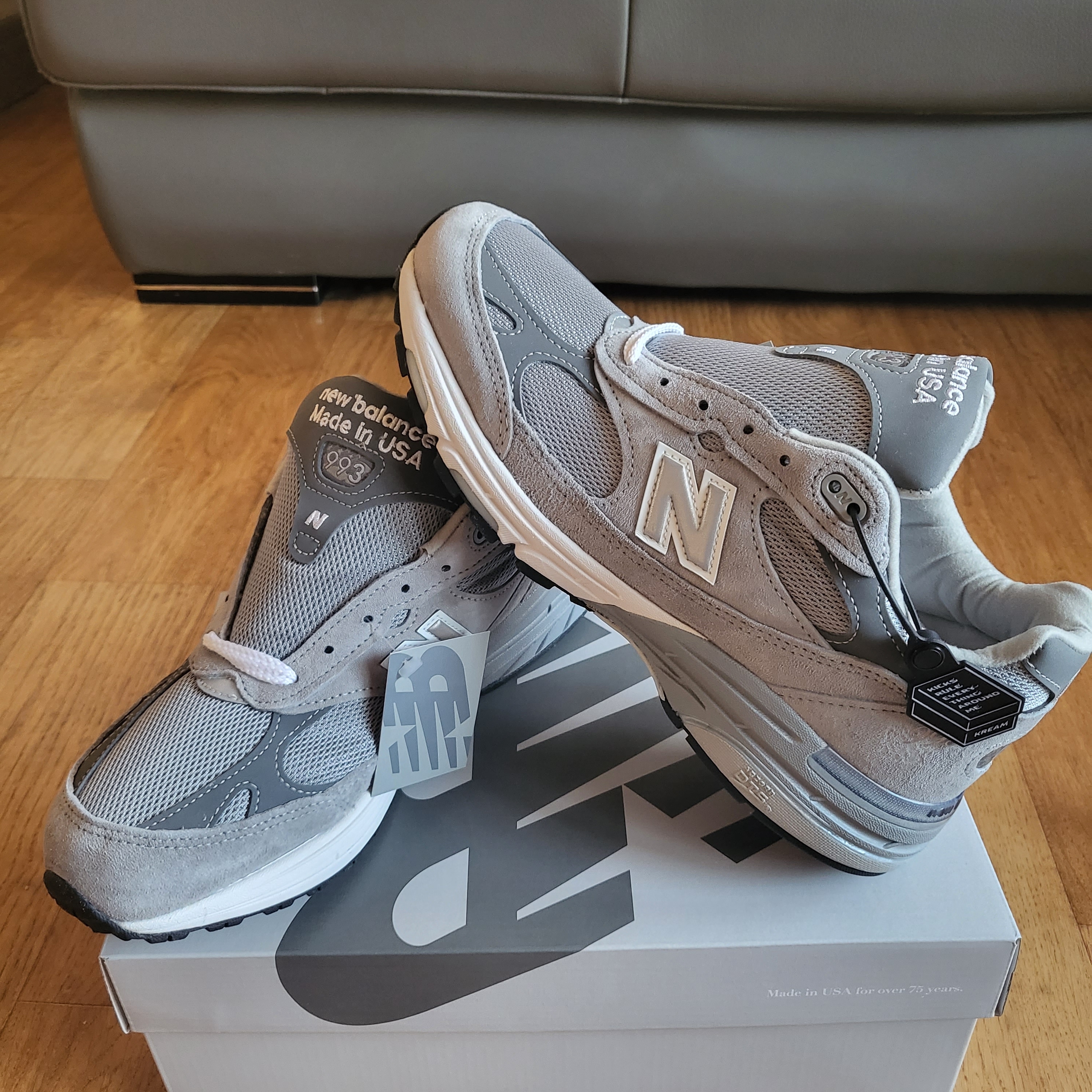 New Balance 993 Made in USA Grey - D Standard 착용 스타일 - 3