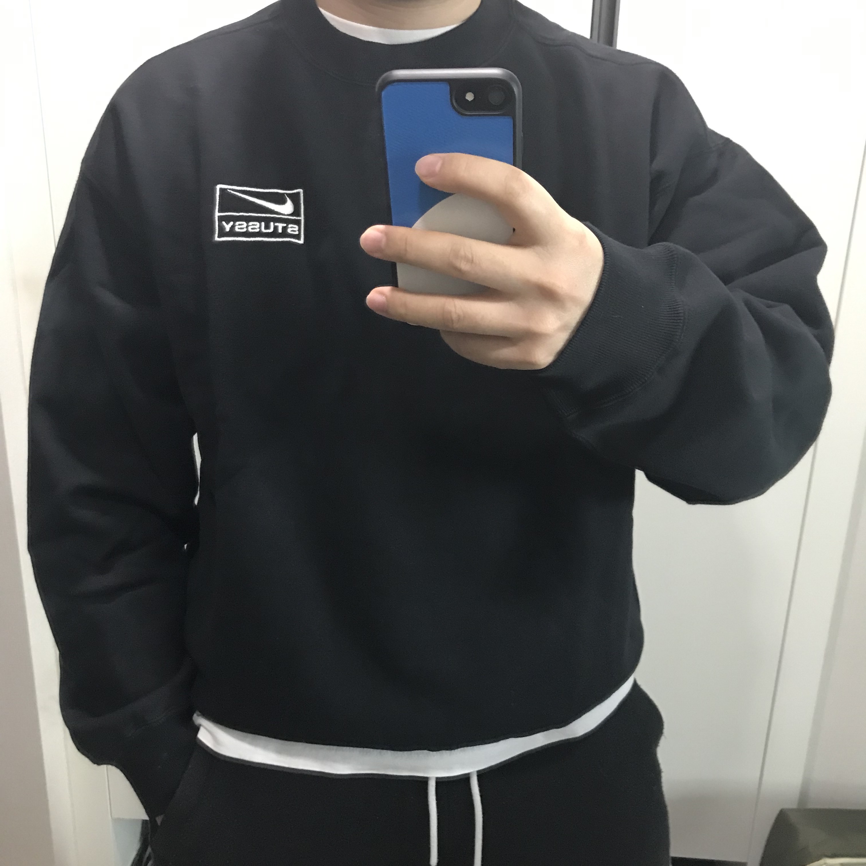 Nike x Stussy NRG Washed Fleece Crewneck Black (DO5310-010) 착용 스타일