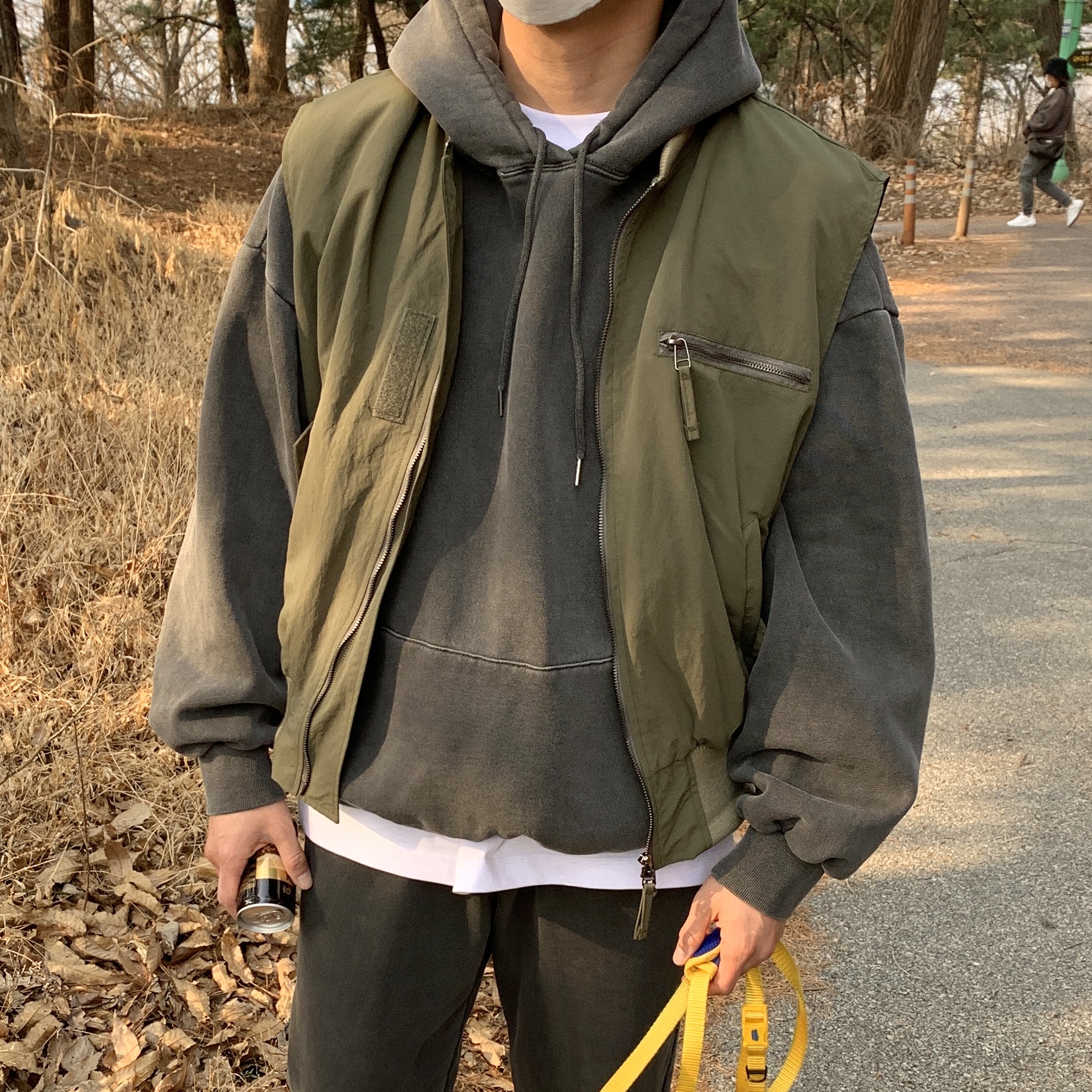 IAB Studio Pigment Hoodie Black, IAB Studio Blocked Pigment Sweatpants Black 착용 스타일 - 3