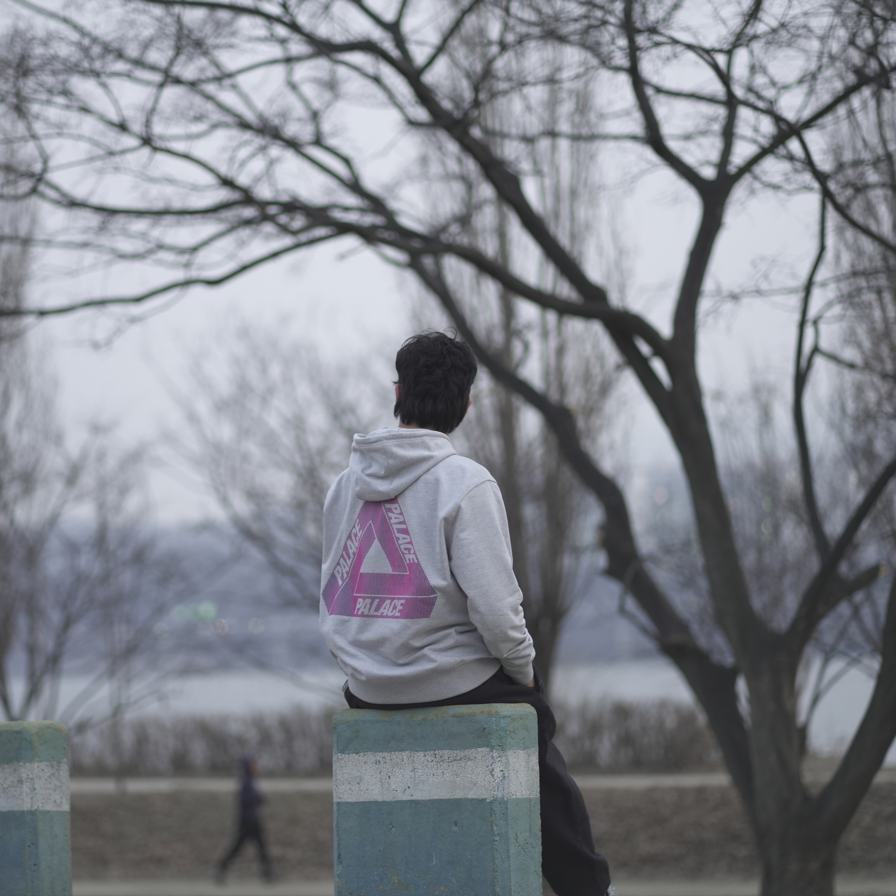 Palace Tri-Lenticular Hood Grey Marl - 22FW, Nike x Stussy NRG RA Washed Fleece Pants Black (DN4030-010) 착용 스타일 - 1