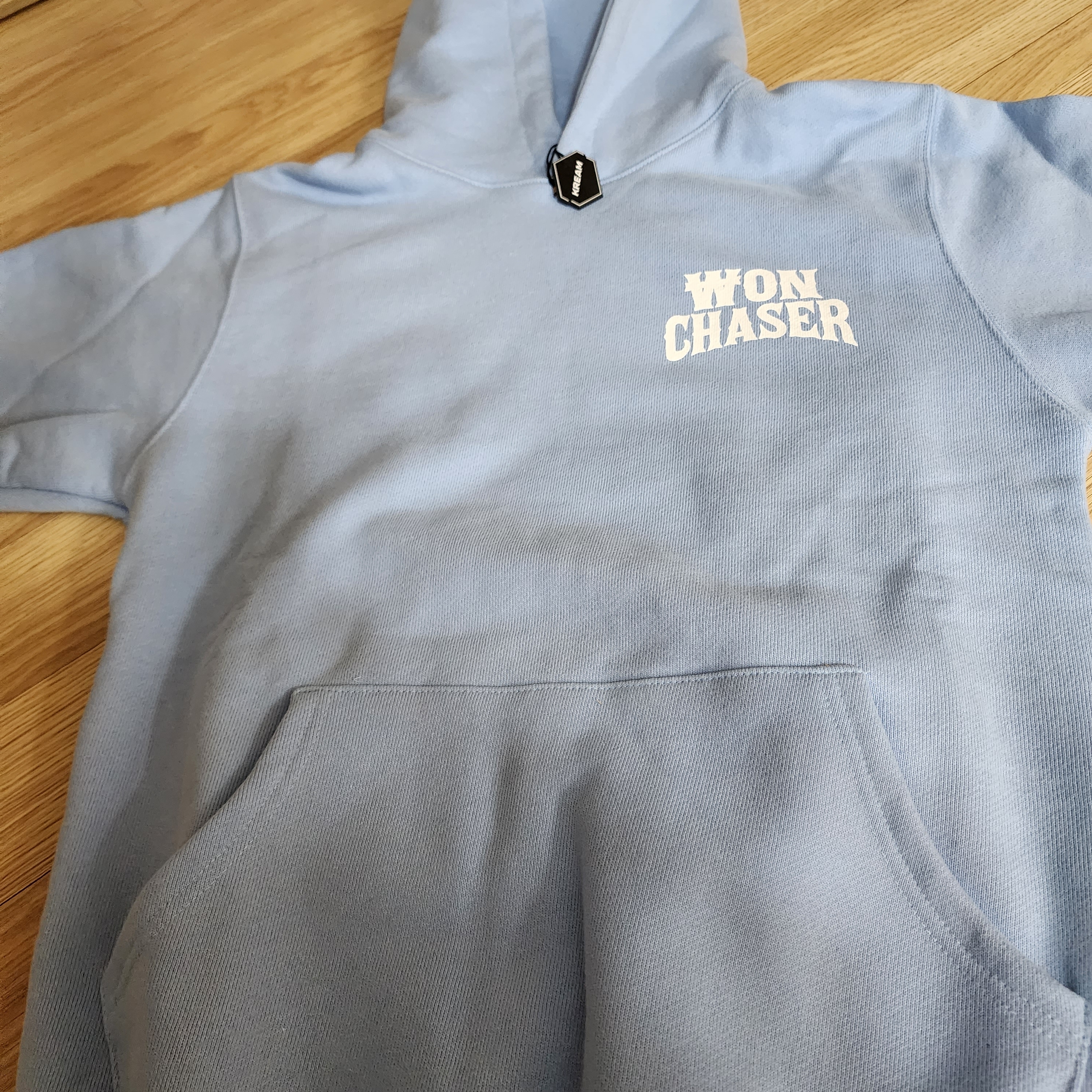 Won Chaser Chaser Hoodie Baby Blue 착용 스타일 - 2