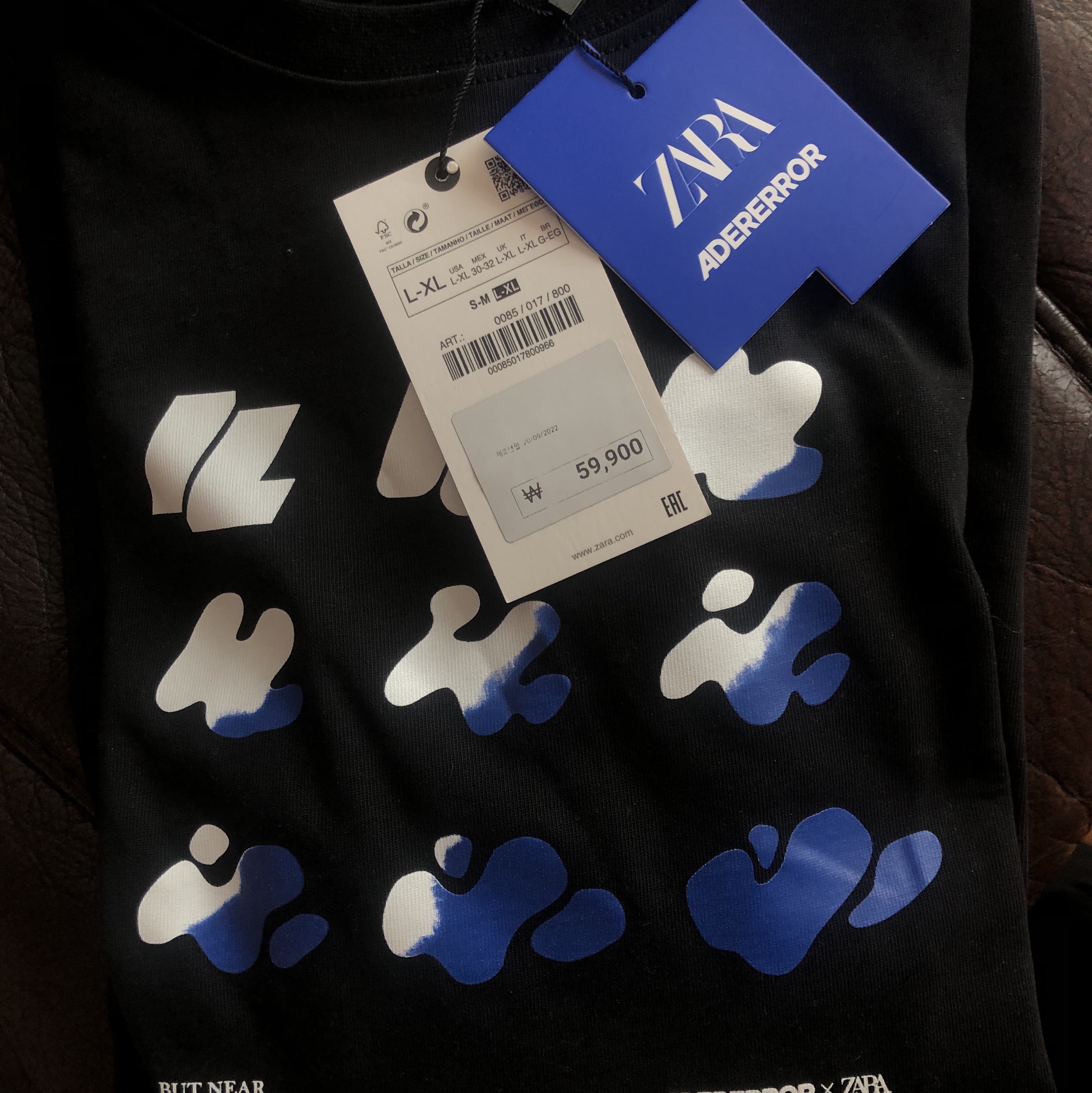 Zara x Ader Error Graphic Long Sleeve T-Shirt Black 착용 스타일