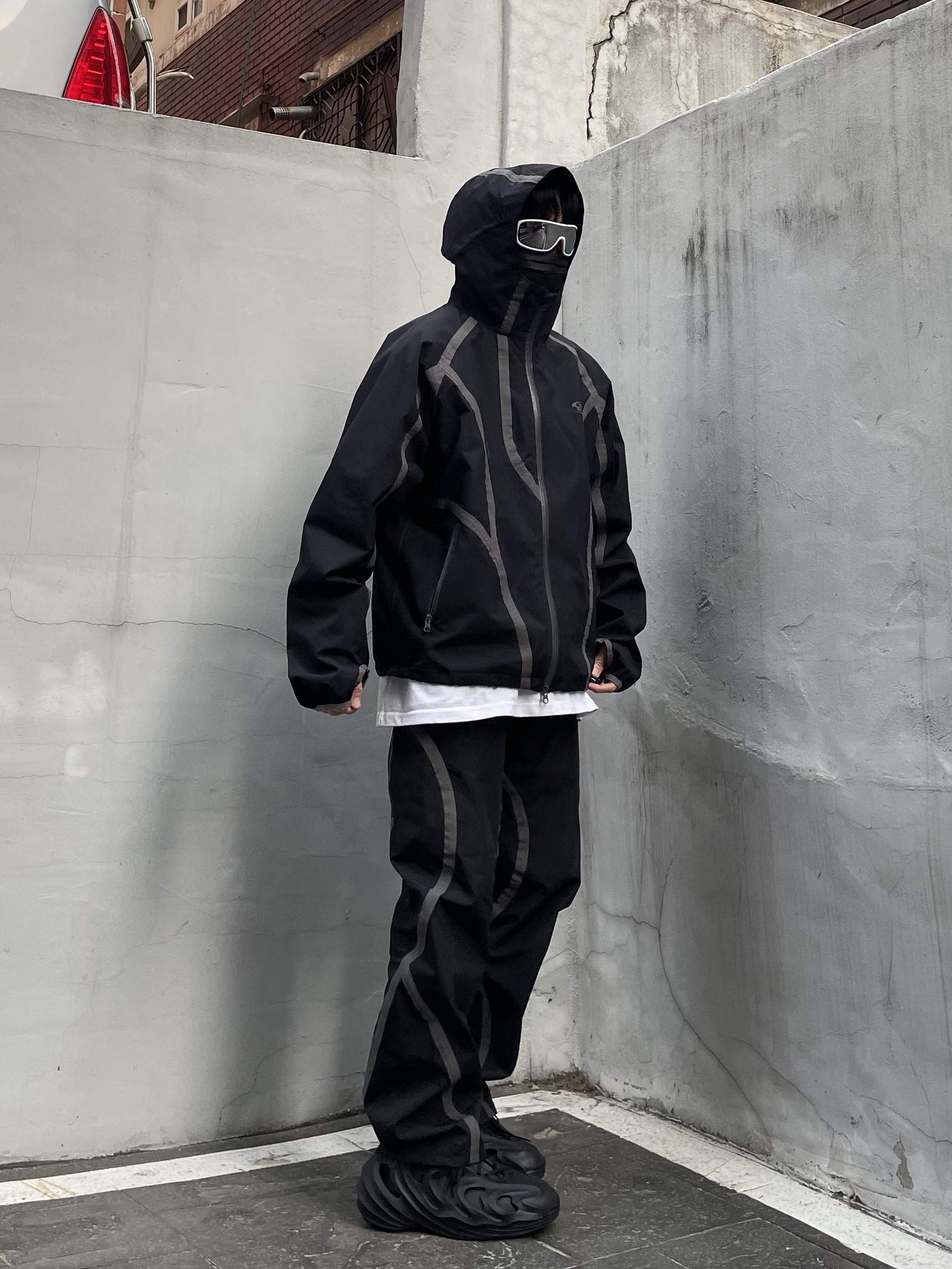 Sansan Gear Windblock Jacket Black - 22SS 착용 스타일 - 5