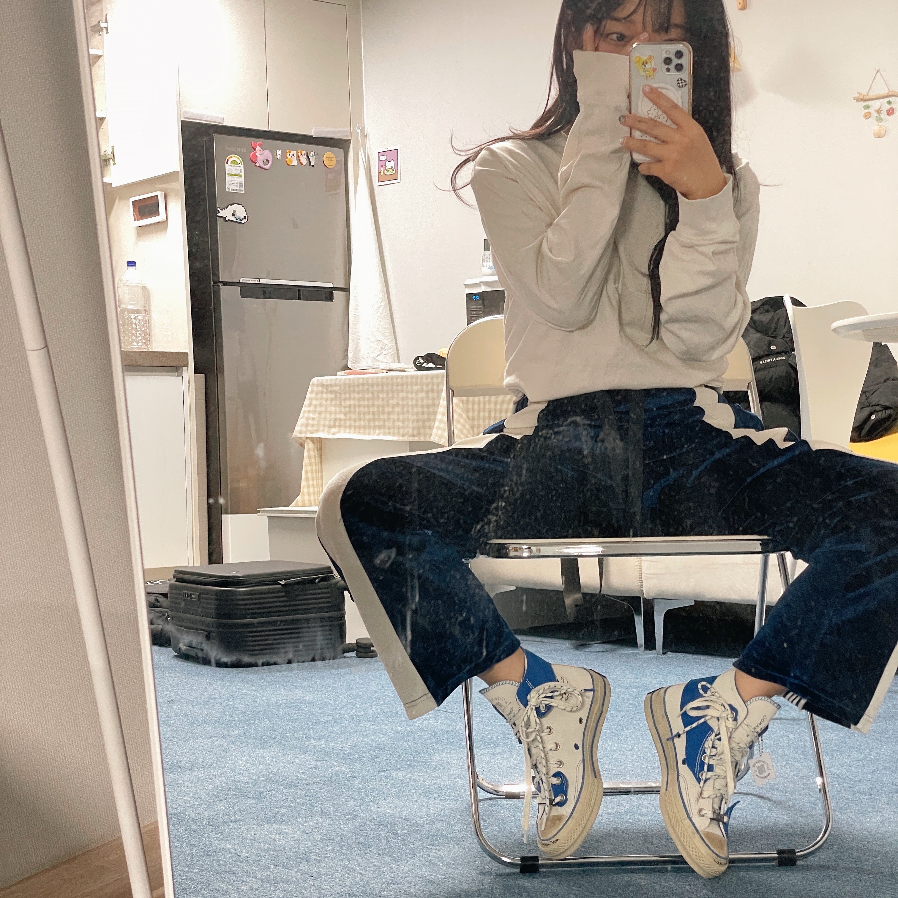 Converse x Ader Error Chuck 70 High White, Stussy Basic Stussy LS T-Shirt White 2022 착용 스타일 - 2