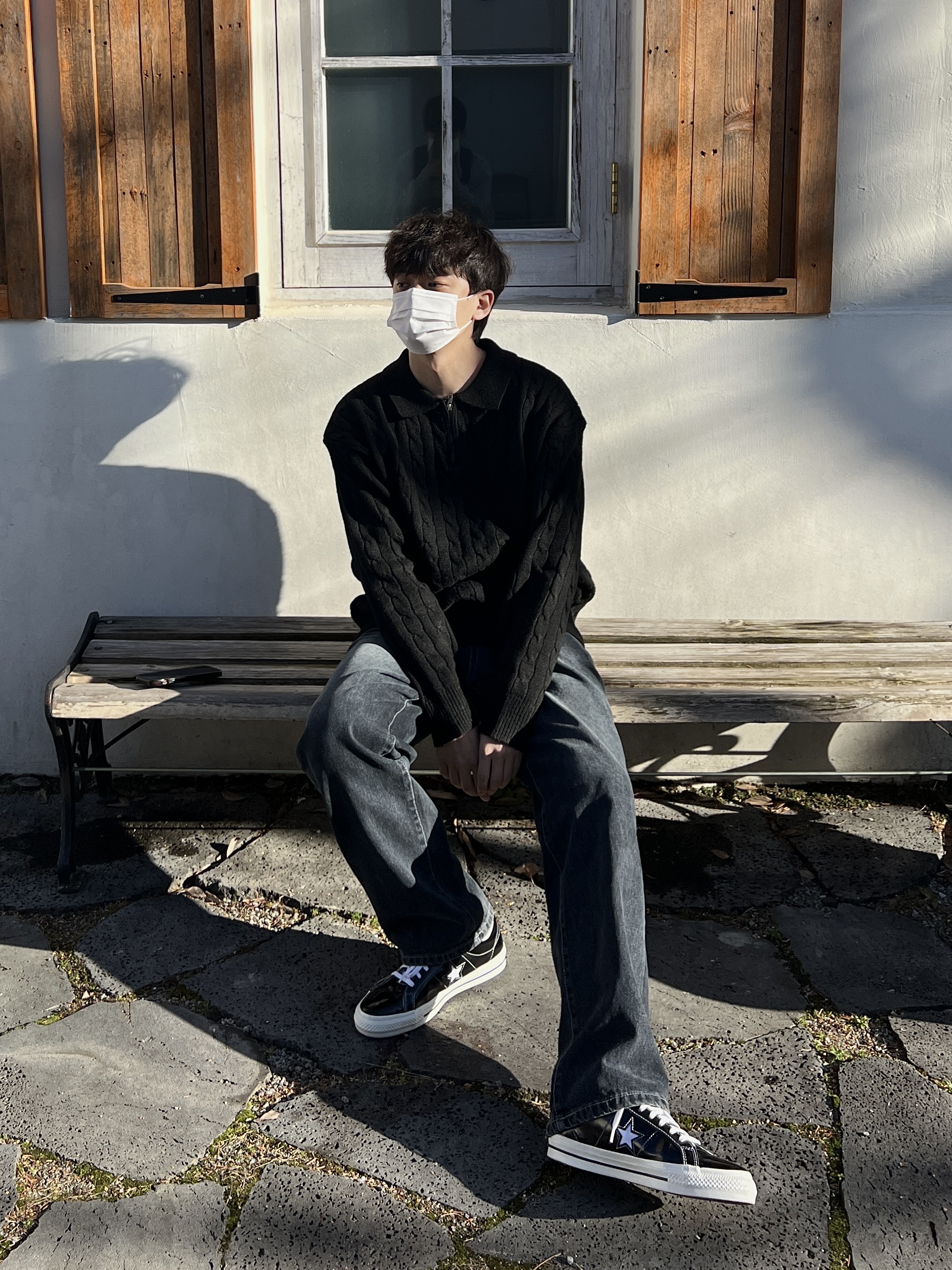 Converse One Star Ox Black 착용 스타일 - 1