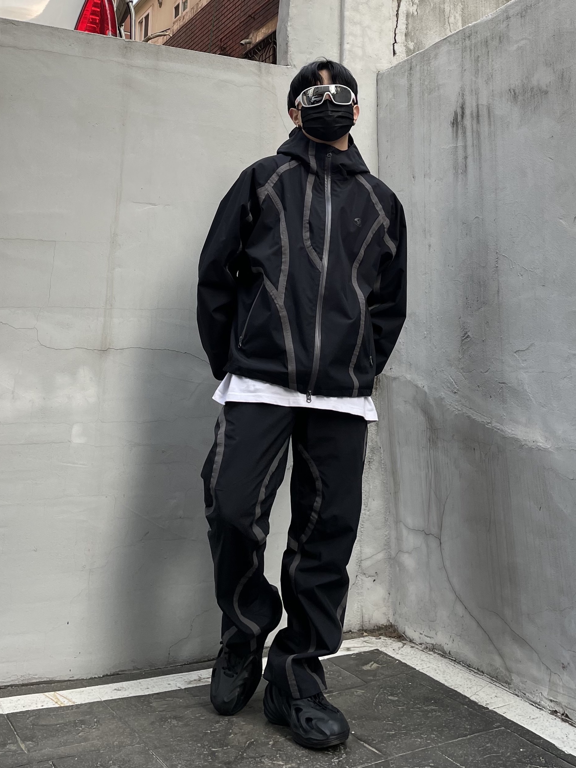 Sansan Gear Windblock Jacket Black - 22SS 착용 스타일 - 2