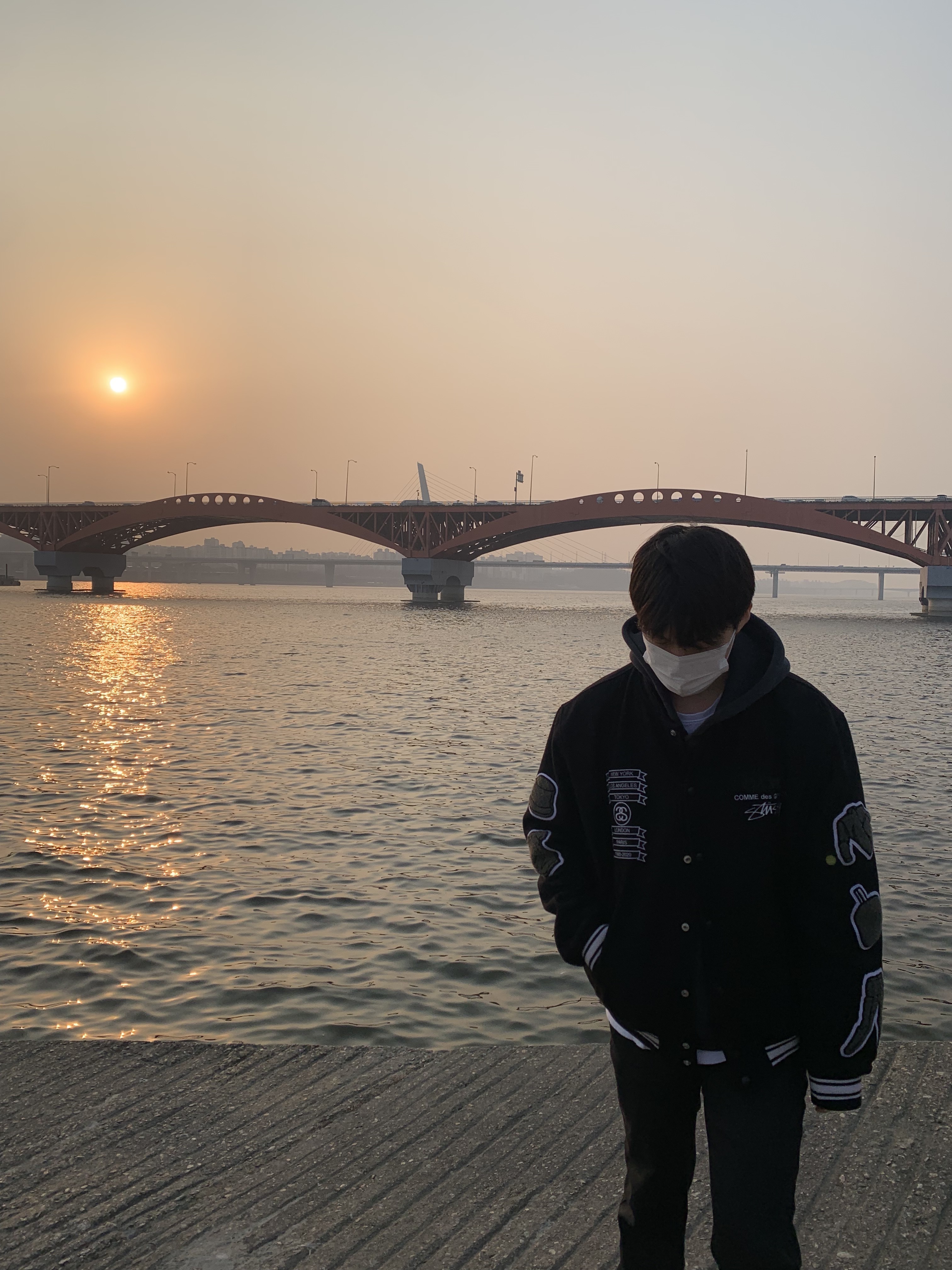 Stussy x CDG Varsity Jacket 착용 스타일 - 2