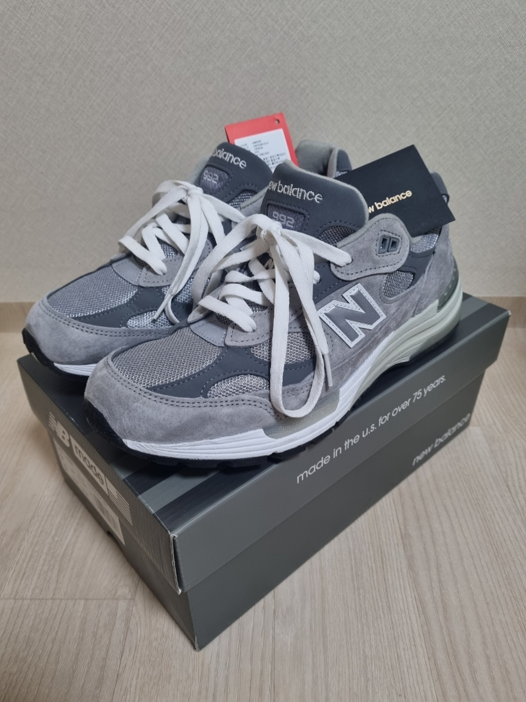 New Balance 992 Made in USA Grey - D Standard 착용 스타일 - 5
