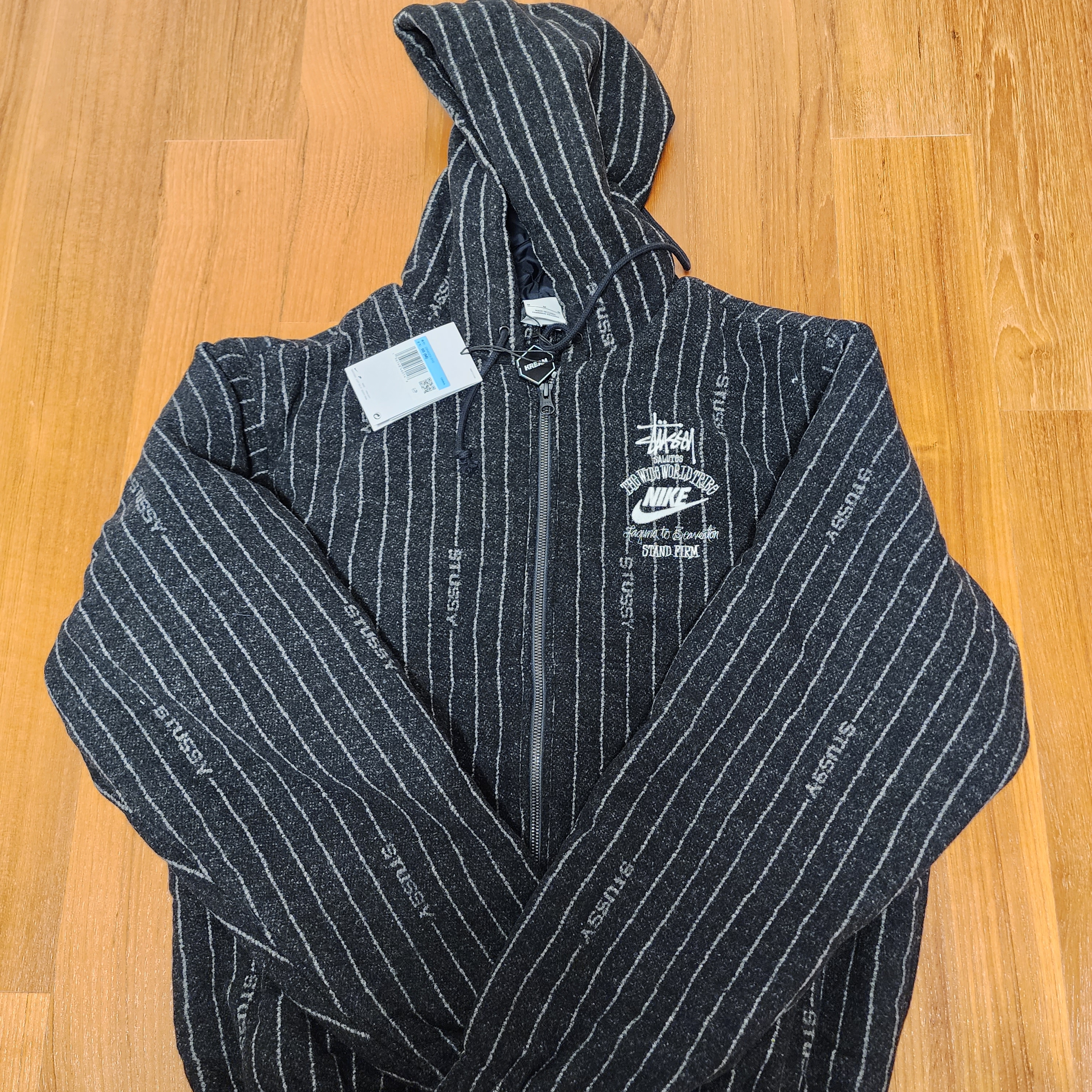 Nike x Stussy NRG Striped Wool Jacket Black (DR4023-010) 착용 스타일 - 1