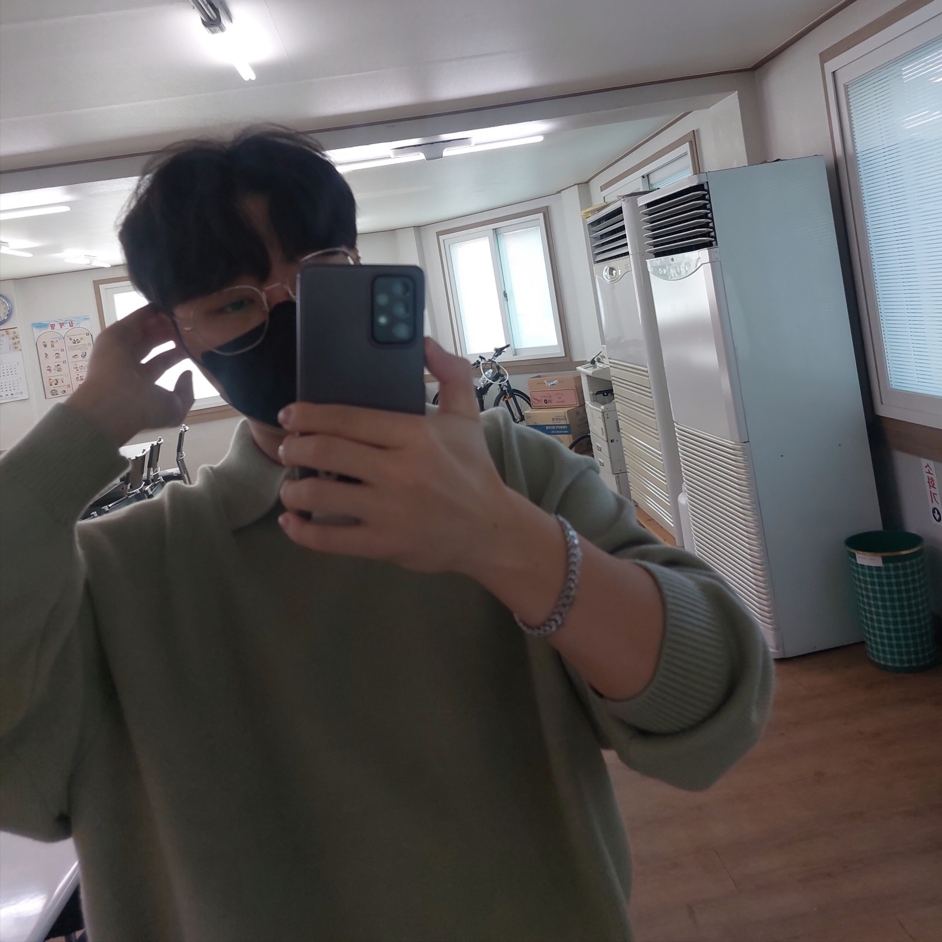 Essentials Knit Long Sleeve Polo Seafoam - 22SS 착용 스타일