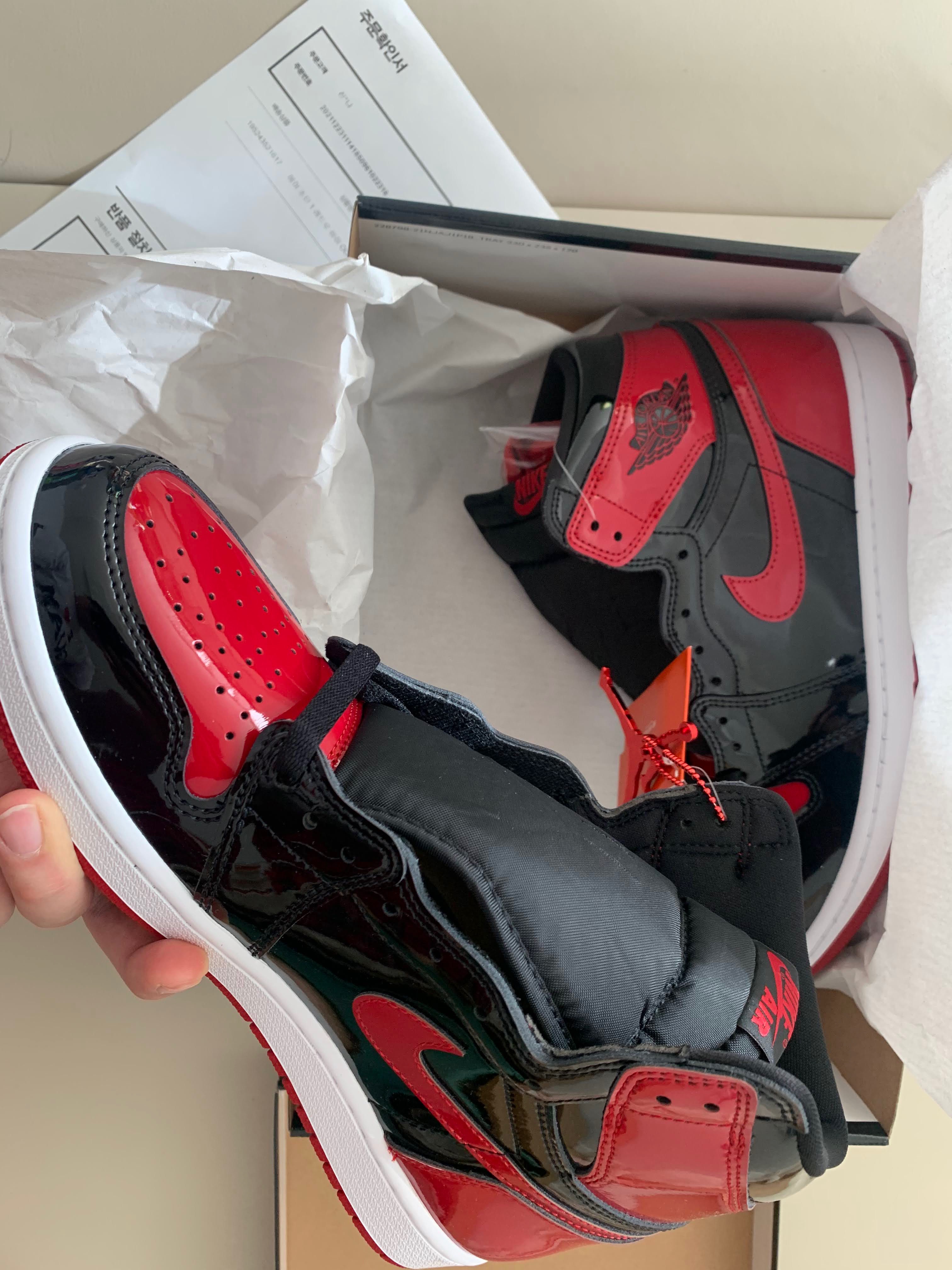 Jordan 1 Retro High OG Patent Bred ์ฐฉ์ฉ ์คํ์ผ
