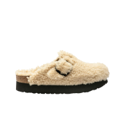 (W) Birkenstock Boston Big Buckle Platform Teddy Eggshell - Narrow