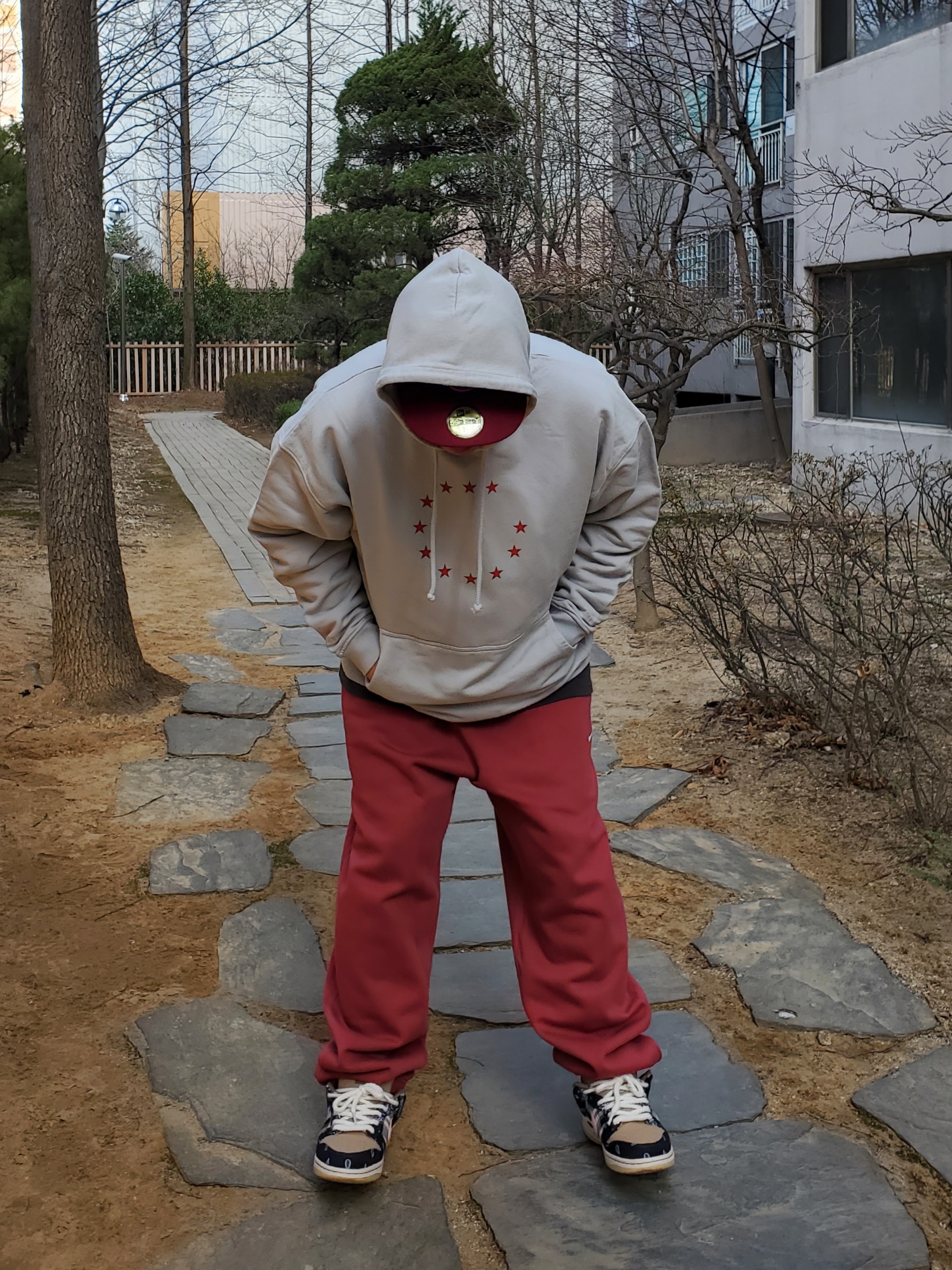 Nike x Travis Scott SB Dunk Low, Nike NRG Solo Swoosh Fleece Pants Cedar - US/EU 착용 스타일