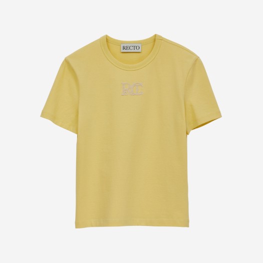 렉토 우먼 Rc 자수 코튼 티셔츠 레몬 옐로우