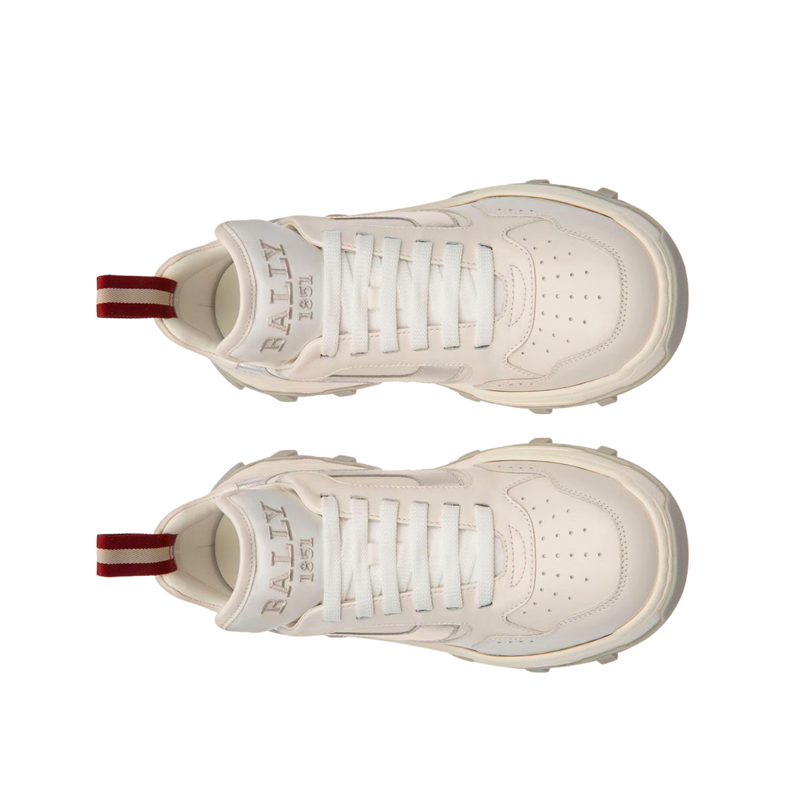 (W) 발리 홀든 레더 패브릭 스니커즈 화이트 실버((W) Bally Holden Leather Fabric Sneakers White Silver) - 2