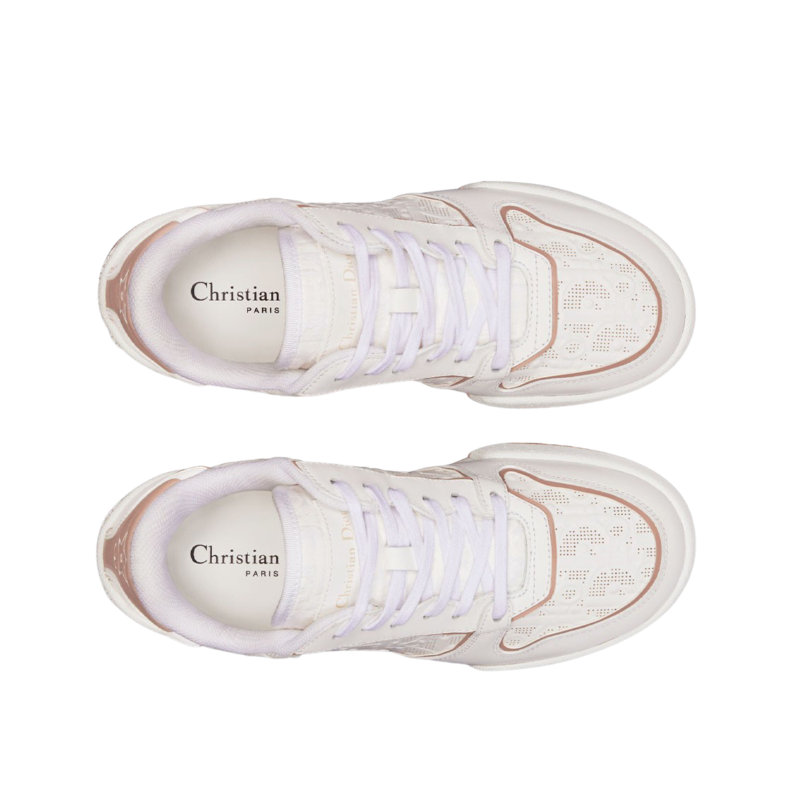 (W) 디올 원 스니커즈 디올 오블리크 퍼포레이티드 카프스킨 화이트 누드((W) Dior One Sneakers Dior Oblique Perforated Calfskin White Nude) - 2