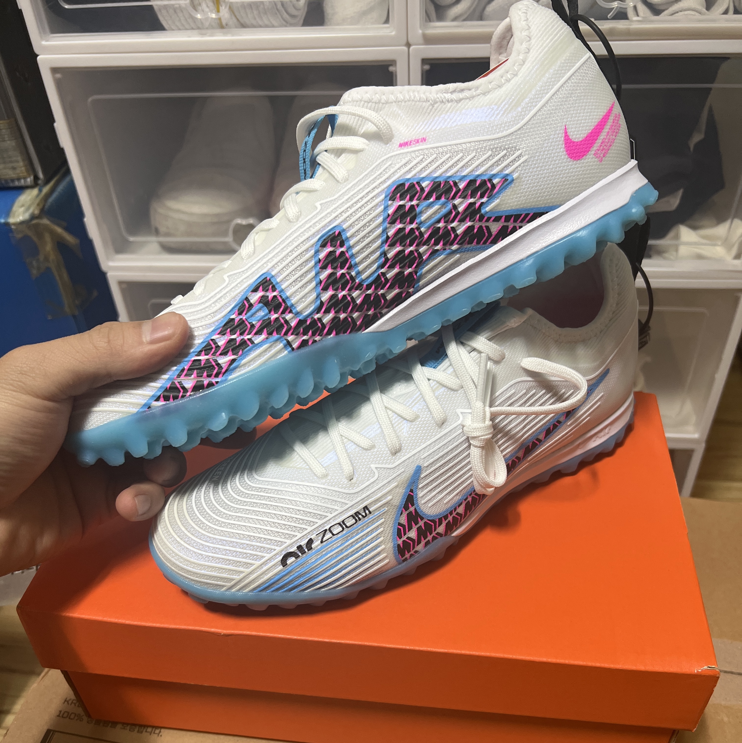 Nike Zoom Mercurial Vapor 15 Pro TF White Baltic Blue 착용 스타일