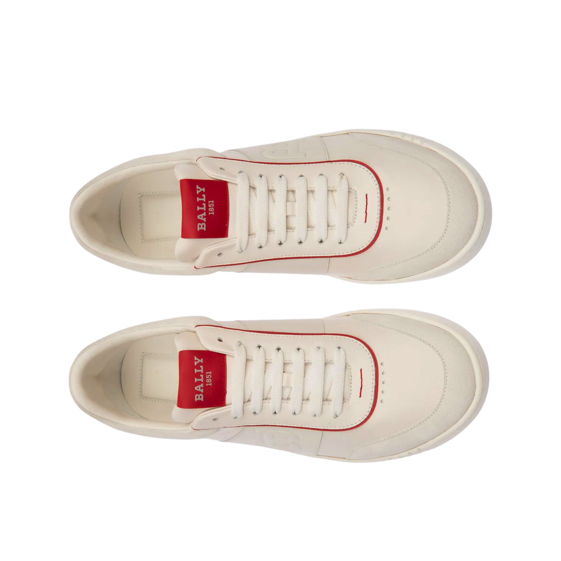 발리 왈리스 레더 스웨이드 스니커즈 화이트 레드(Bally Wallys Leather Suede Sneakers White Red) - 2