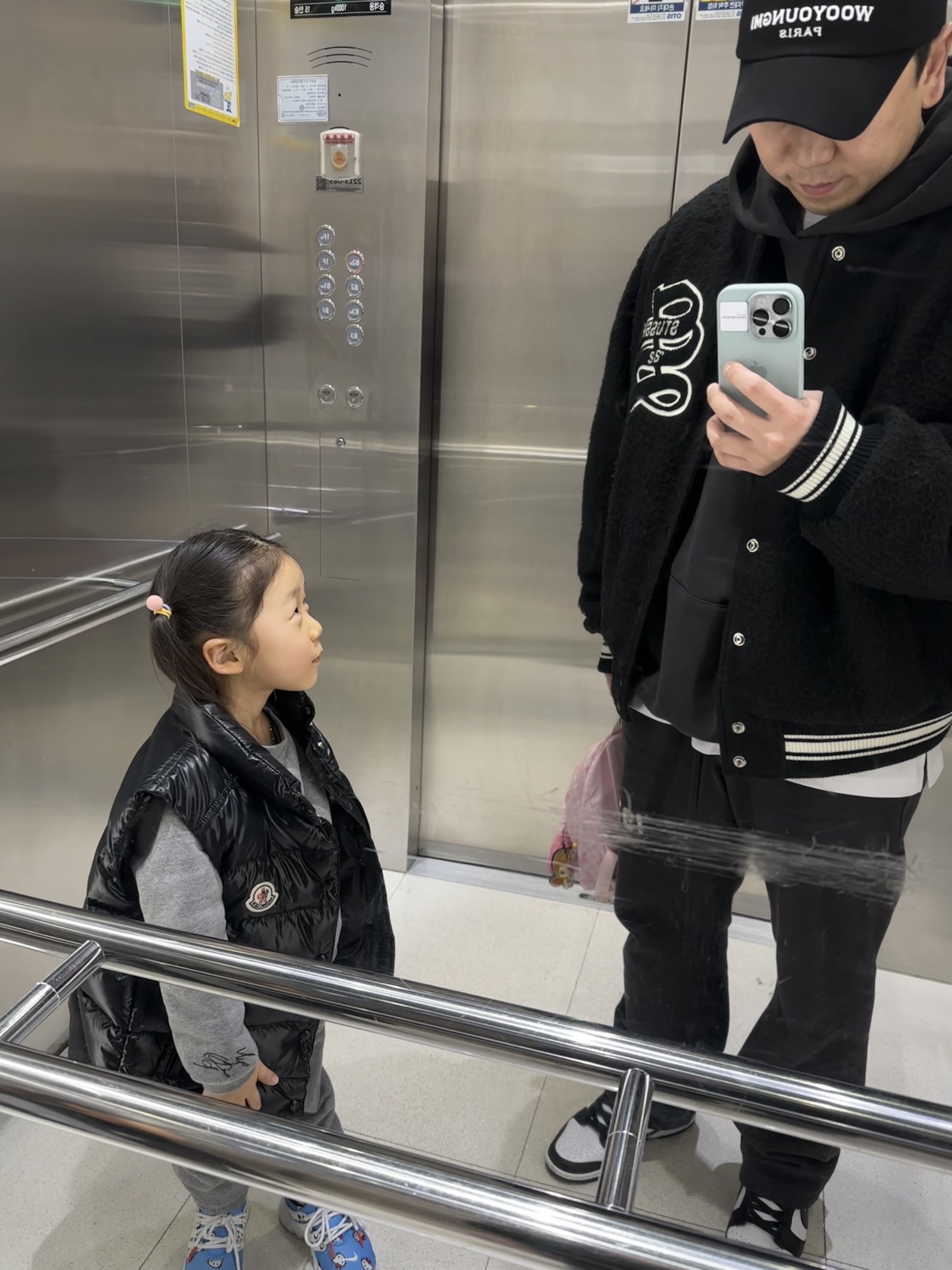 Stussy Casentino Wool Varsity Jacket Black, Wooyoungmi Embroidered Ball Cap Black - 23SS 착용 스타일