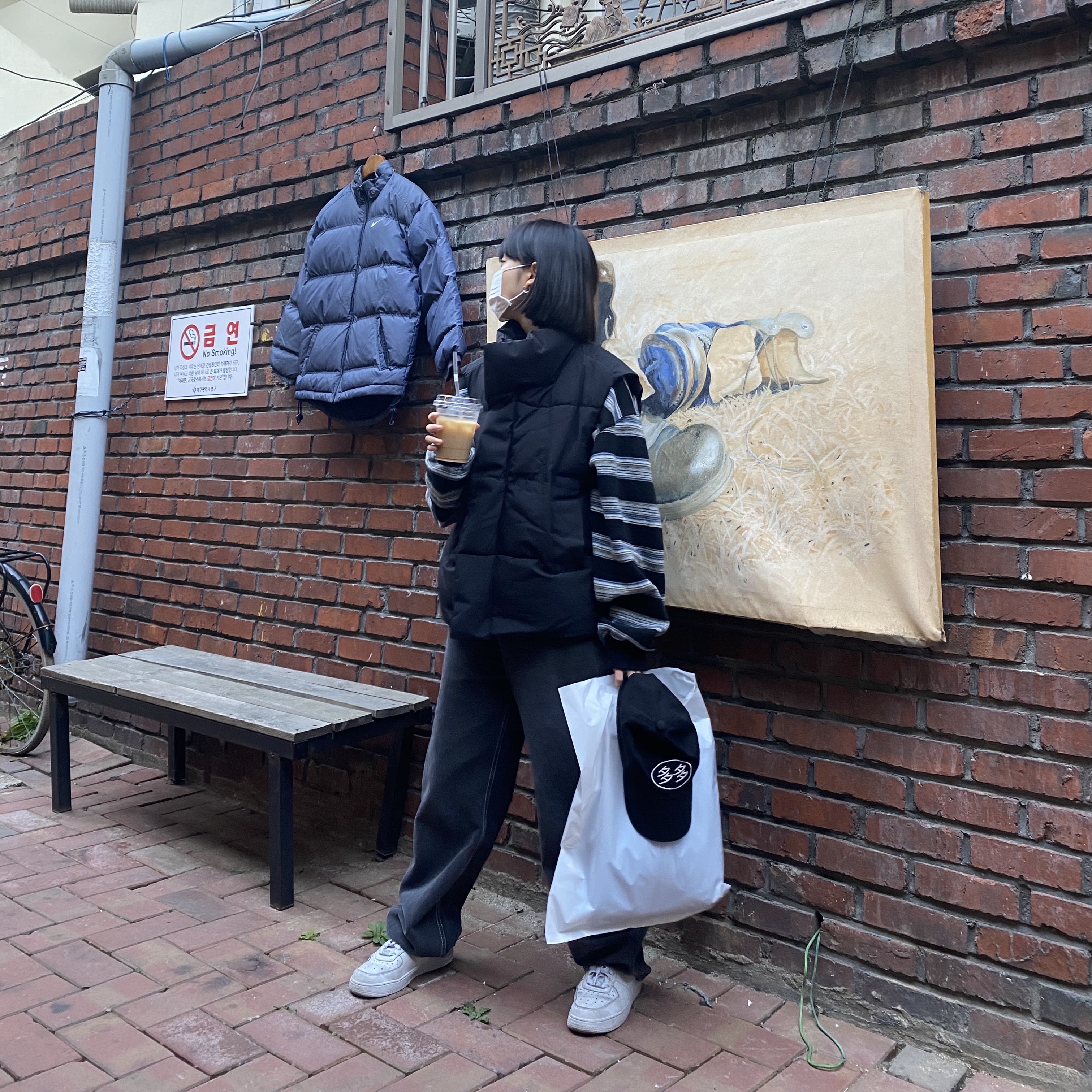 Dada Student Cap Black, Nike Air Force 1 '07 Low White 착용 스타일 - 2