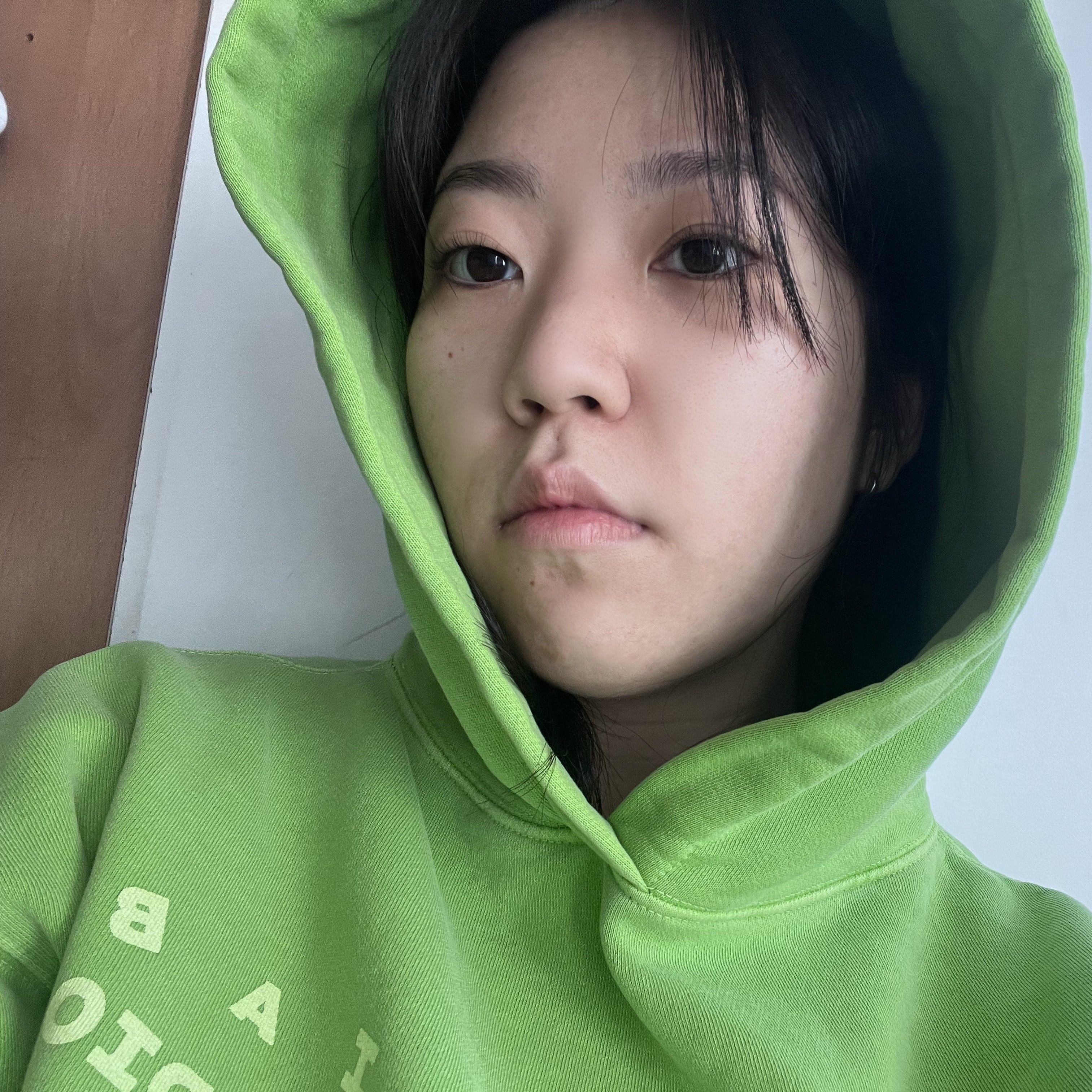 IAB Studio Pigment Hoodie & Sack Apple Green, Adidas Superstar Core Black White 착용 스타일 - 2