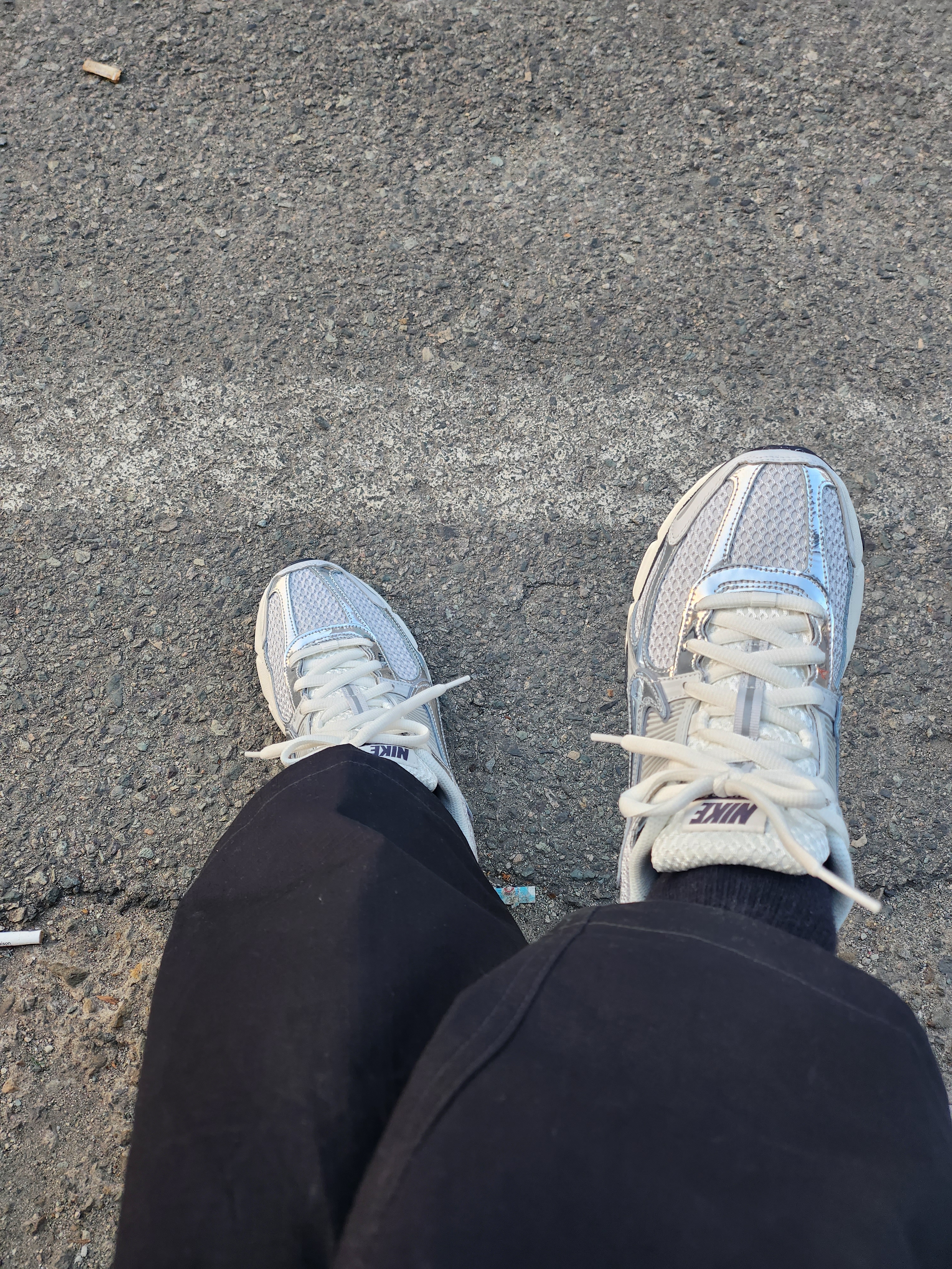 (W) Nike Zoom Vomero 5 Photon Dust and Metallic Silver, Nike SB Kearny Skate Cargo Pants Black White - Asia 착용 스타일 - 3
