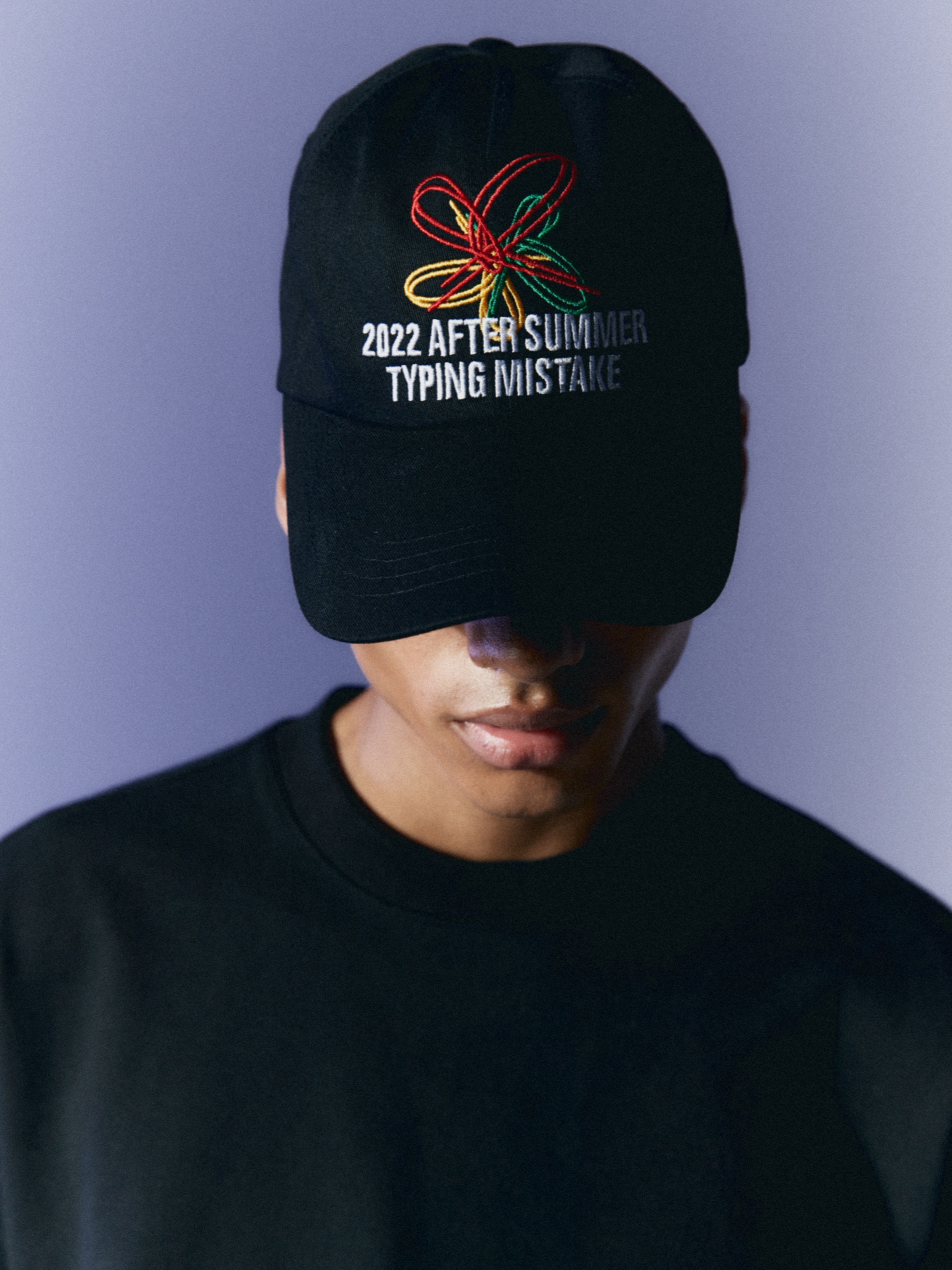 Typing Mistake 22 After Summer Embroidery Ball Cap Black - 22FW 착용 스타일